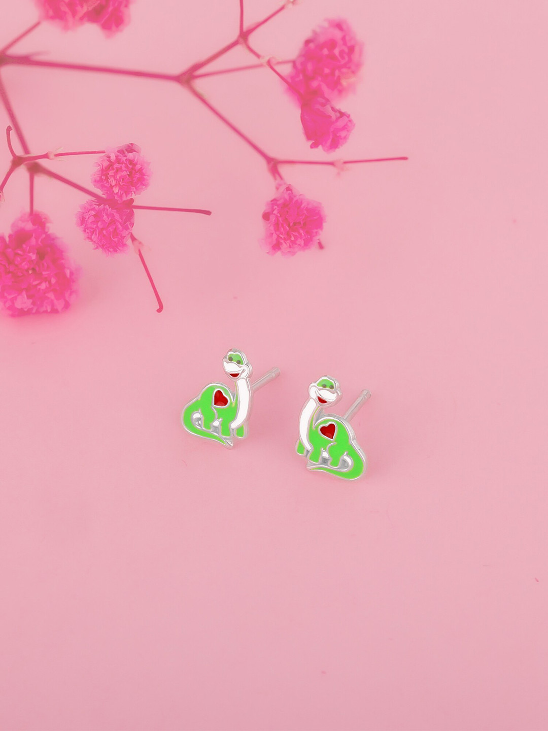 

GIVA Green Rhodium-Plated Animal Shaped 925 Sterling Silver Studs Earrings