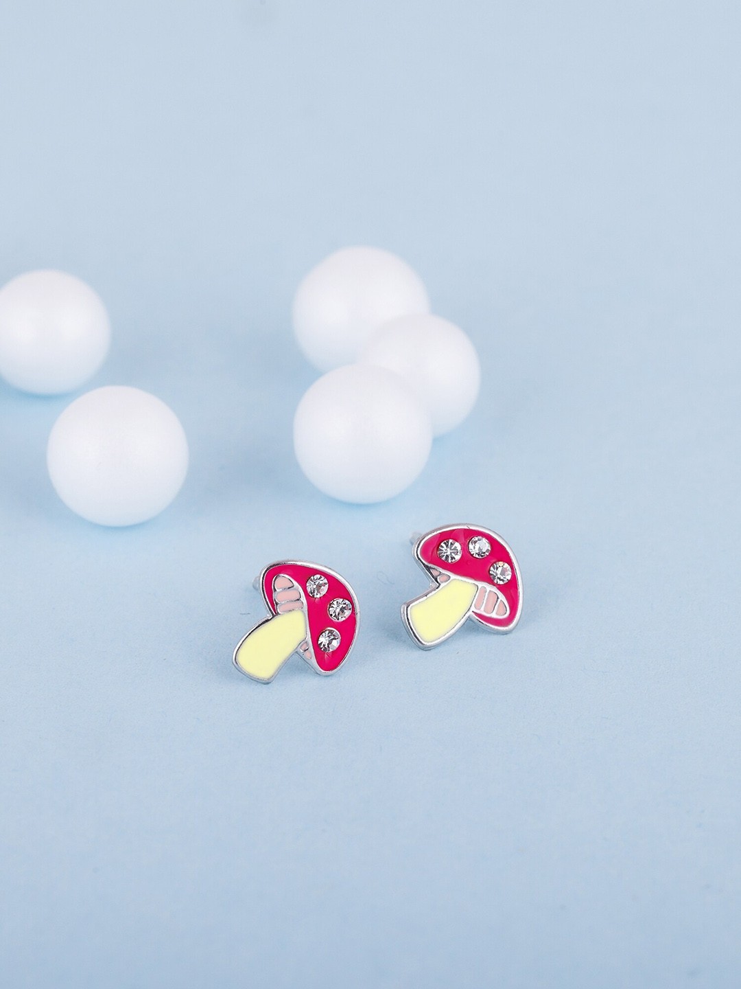

GIVA Silver-Toned & Pink Contemporary Studs Earrings