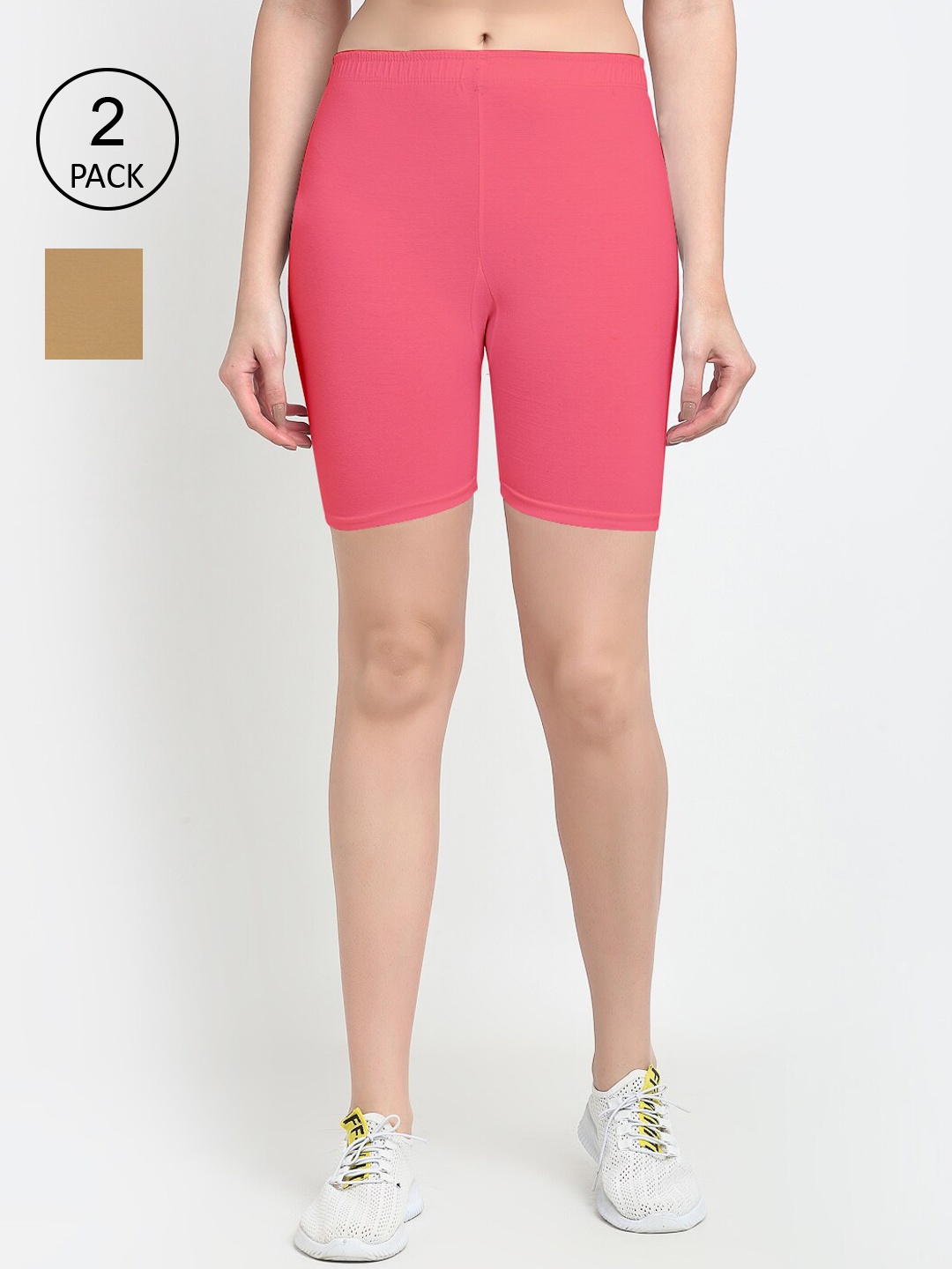 GRACIT Women Orange Cycling Sports Shorts