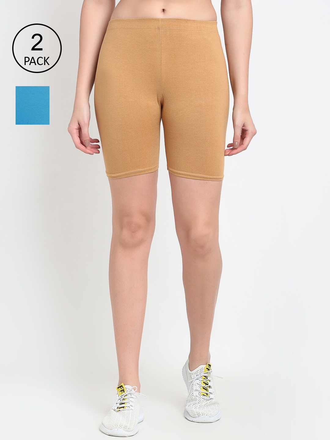 

GRACIT Women Beige Cycling Sports Shorts