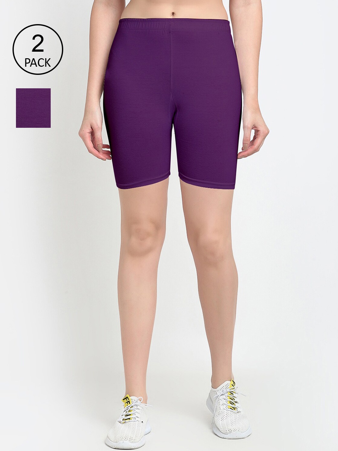 

GRACIT Women Pack Of 2 Purple Cycling Sports Shorts