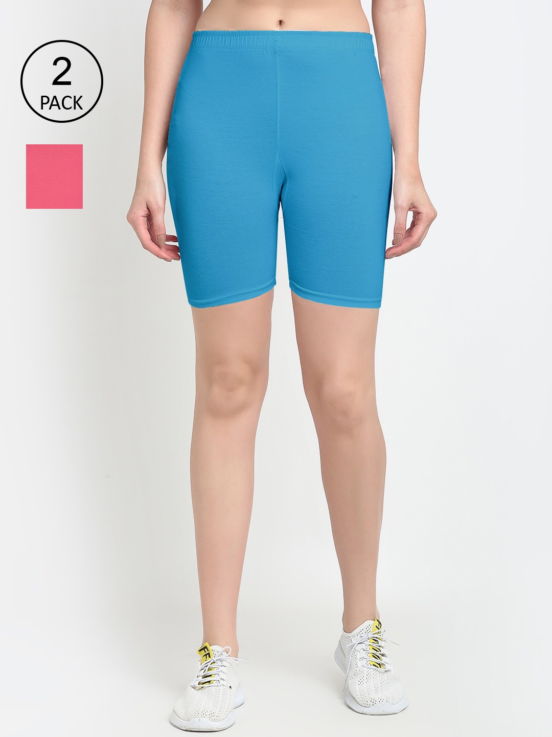 

GRACIT Women Blue & Pink Pack Of 2 Cycling Sports Shorts