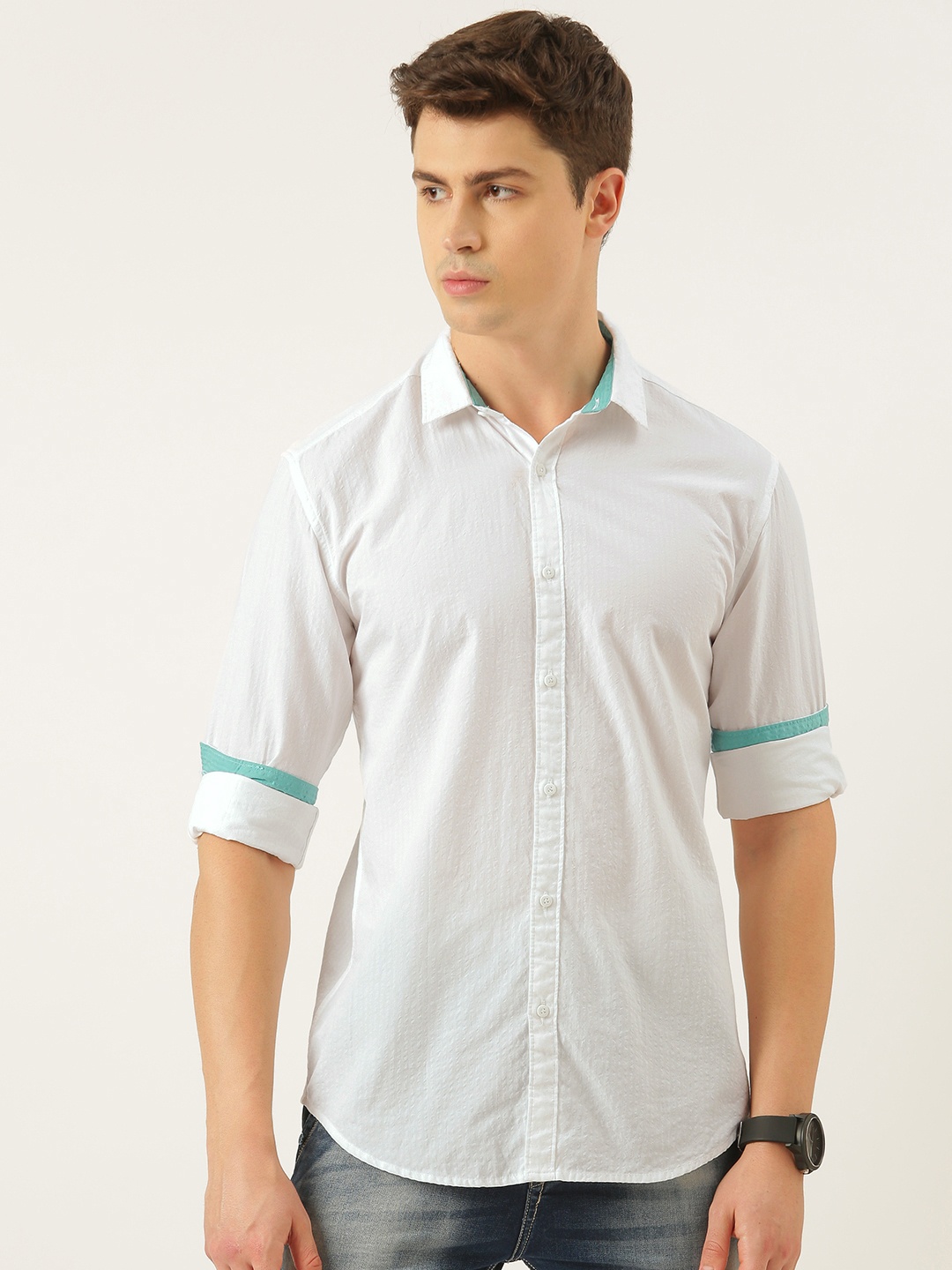 

Bene Kleed Men White Standard Slim Fit Pure Cotton Casual Shirt