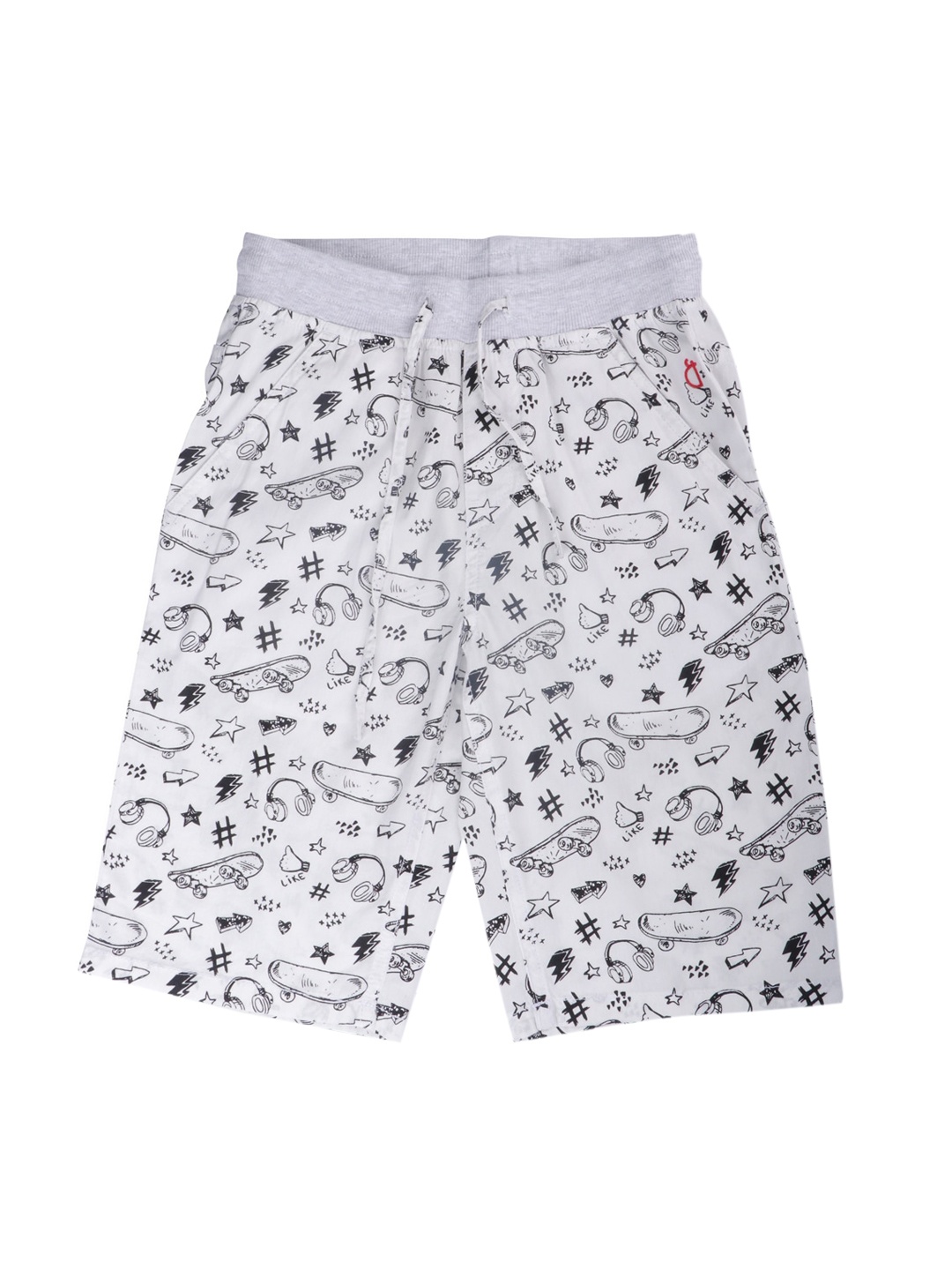 

Gini and Jony Boys White & Black Conversational Printed Shorts