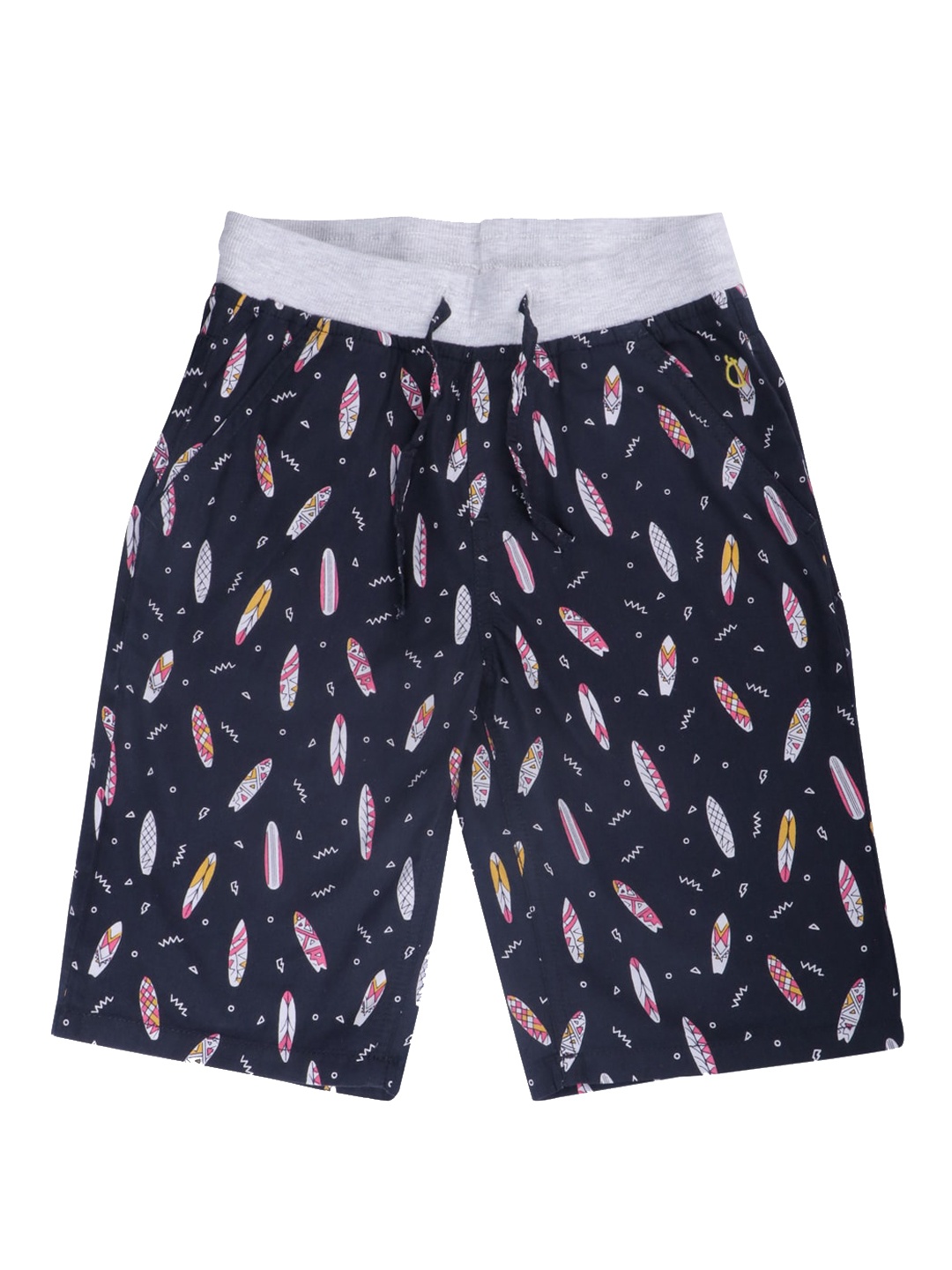 

Gini and Jony Boys Navy Blue Regular Fit Conversational Printed Cotton Shorts