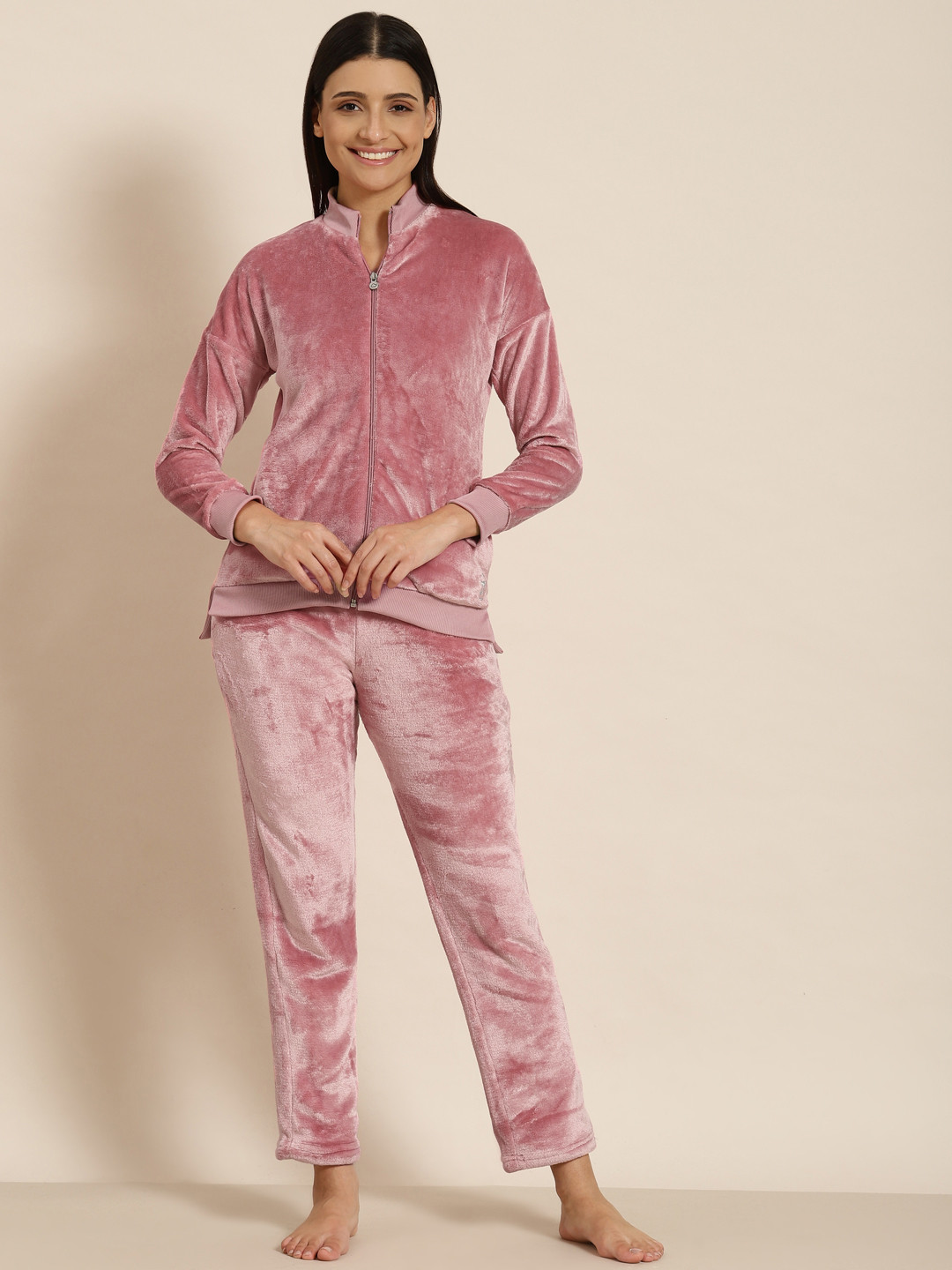 

Sweet Dreams Women Mauve Solid Pyjama Set