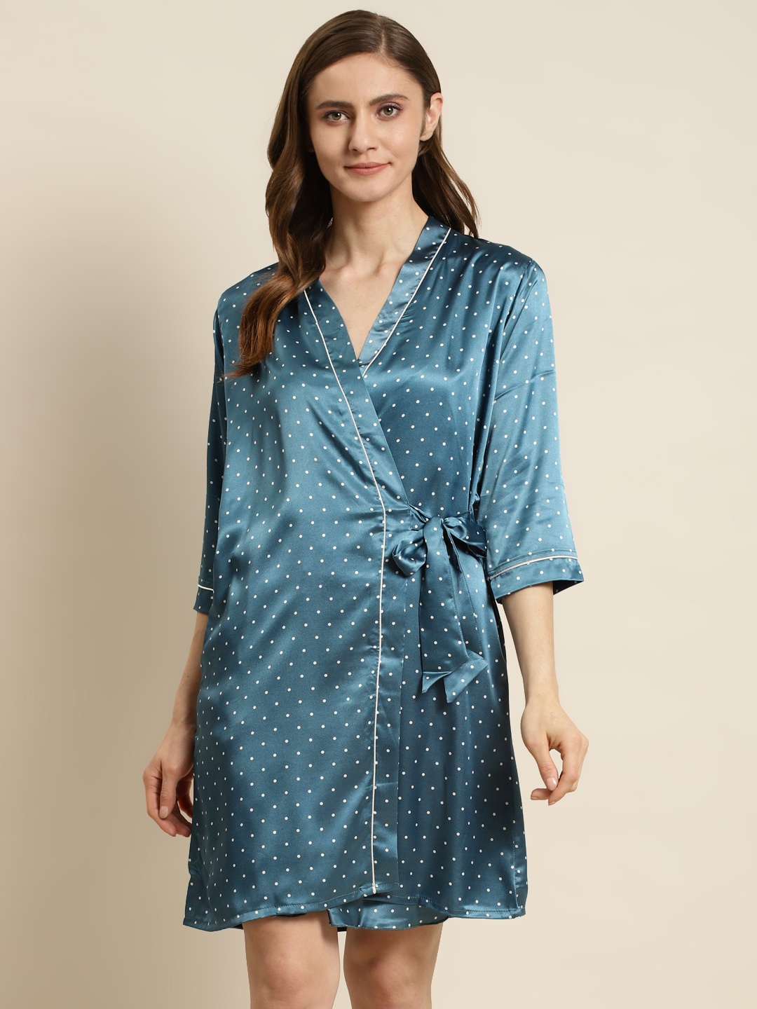 

Sweet Dreams Teal Blue Printed Nightdress