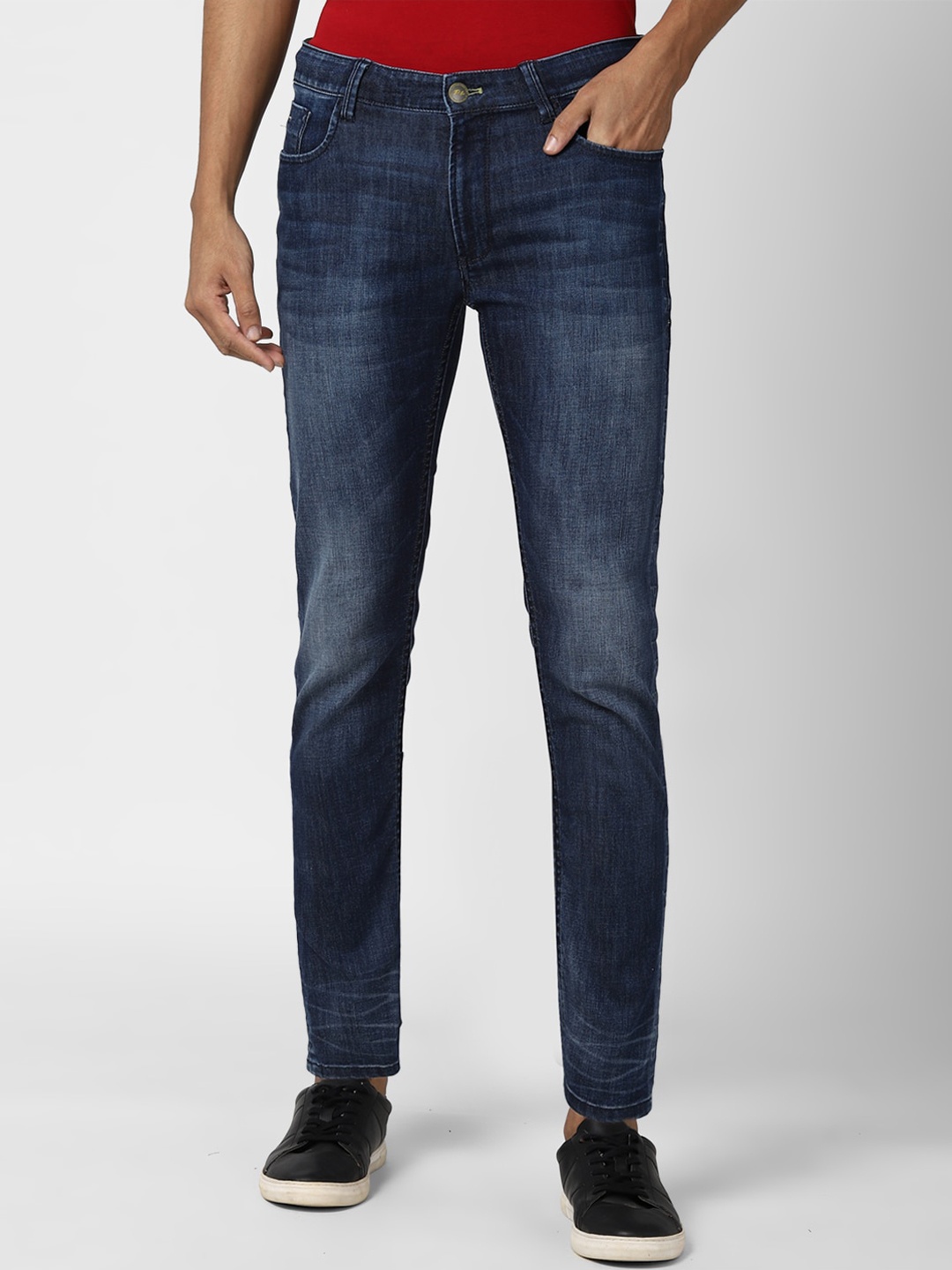 

Peter England Casuals Men Navy Blue Slim Fit Cotton Heavy Fade Jeans