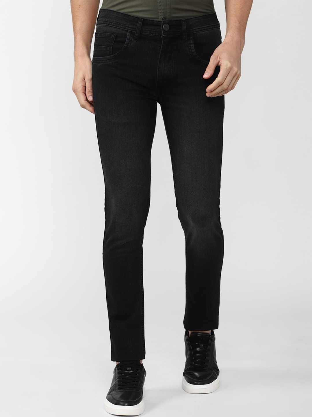 

V Dot Men Black Skinny Fit Light Fade Jeans