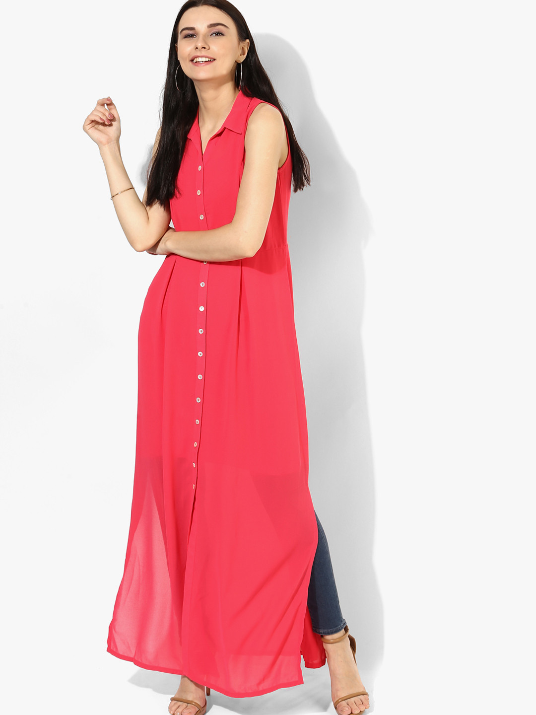 

AND Women Pink Solid Blouse With Lining