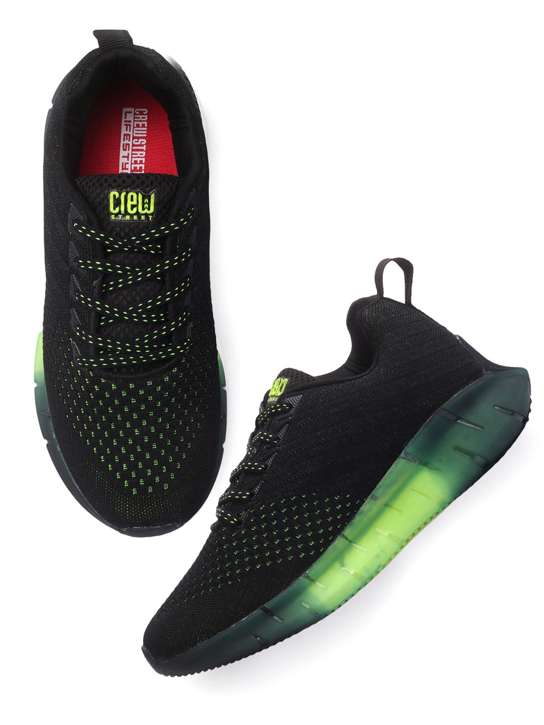 

Crew STREET Men Black Woven Design Sneakers