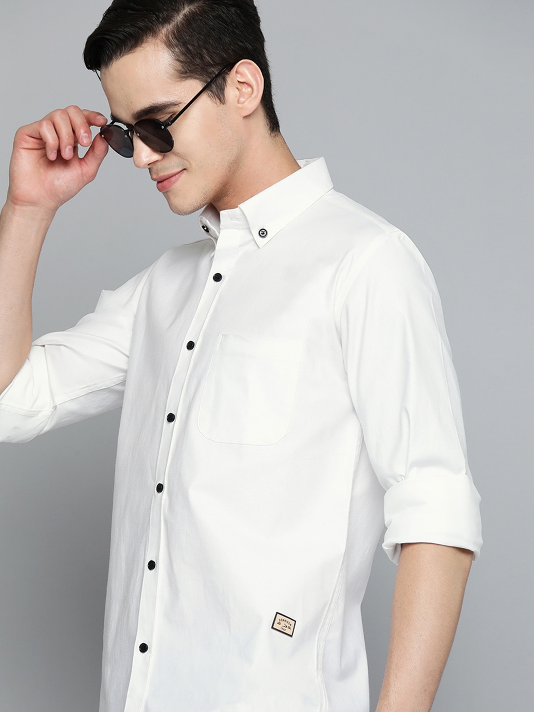 

DENNISON Men White Smart Slim Fit Casual Shirt