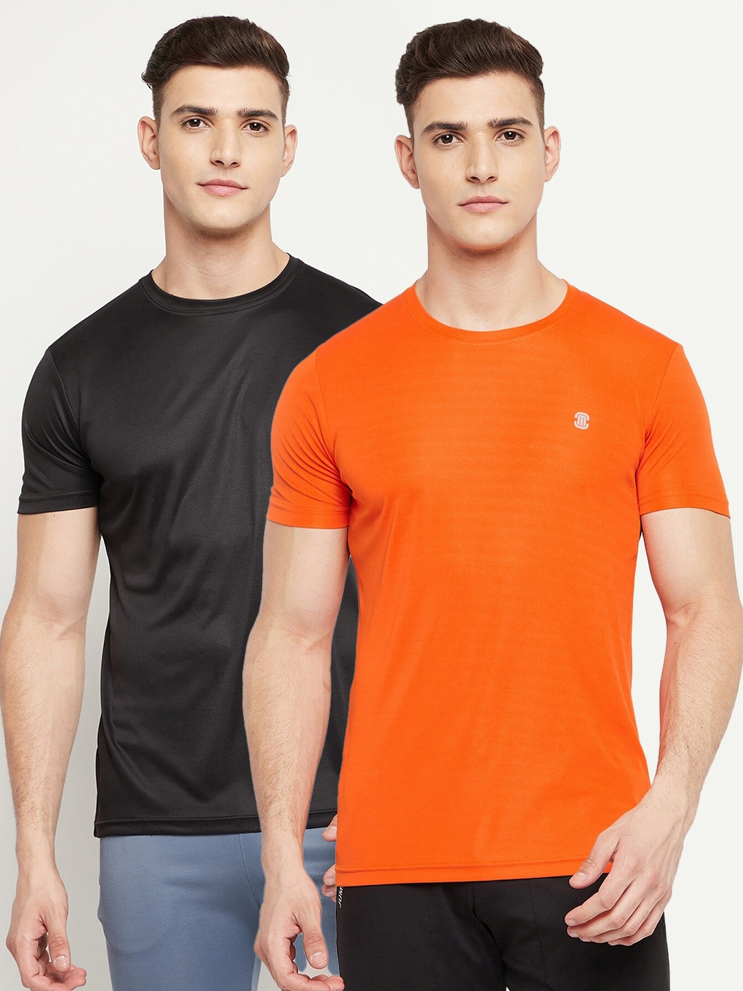 

MOZAFIA Men Pack of 2 Orange & black T-shirt