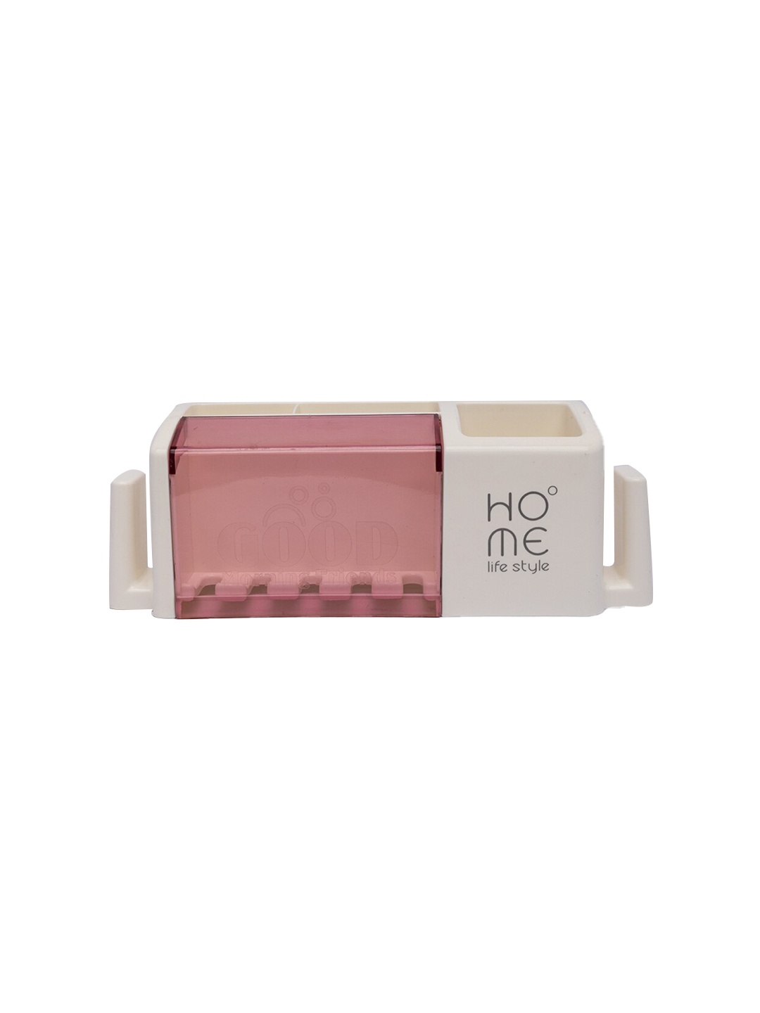 

MARKET99 Pink & Cream Solid Glossy Toothbrush Holder