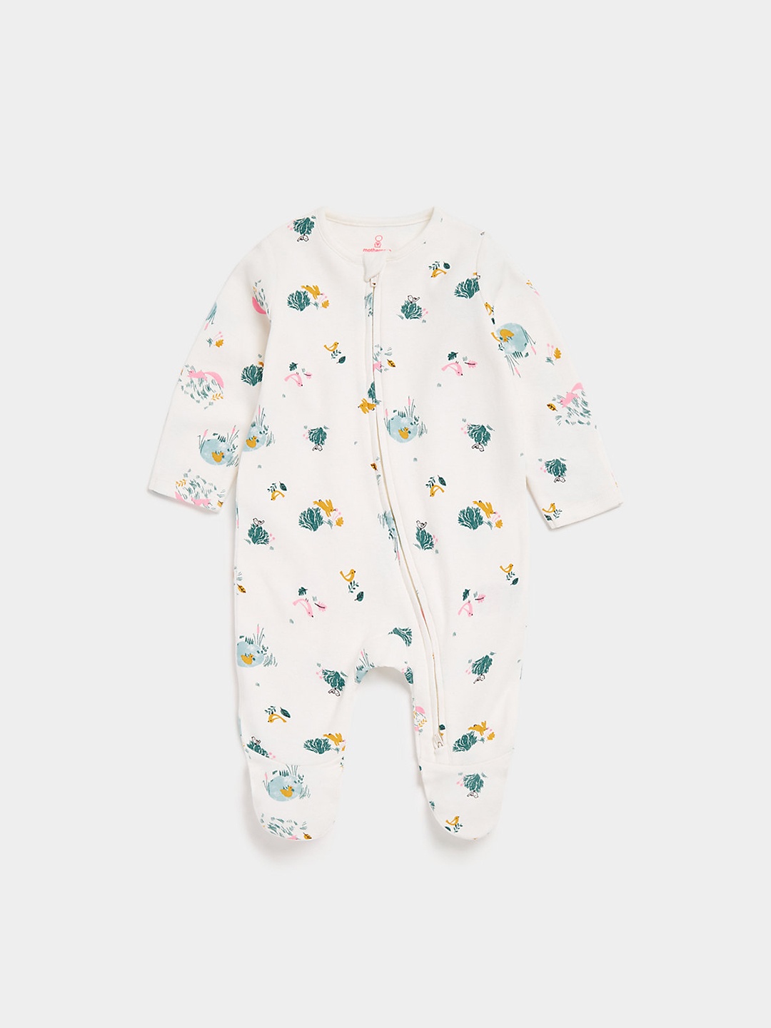 

mothercare Printed Pure Cotton Sleepsuit, White