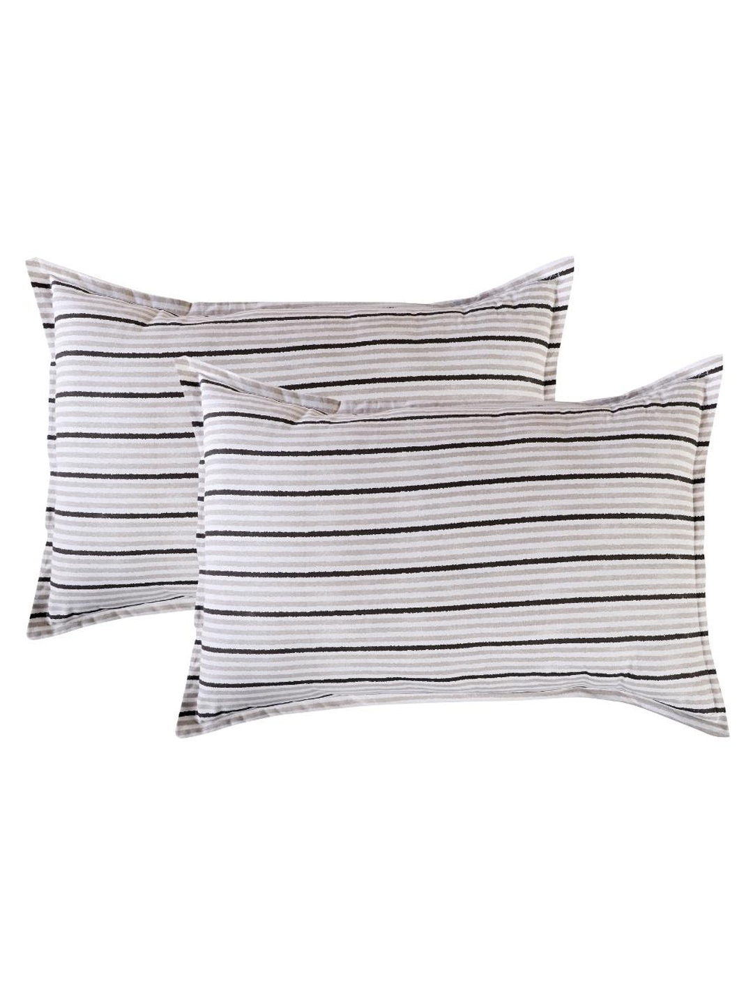 

A Homes Grace Set Of 2 Brown Striped Cotton Pillow Covers
