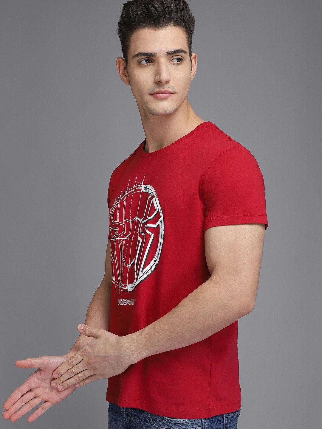

Free Authority Men Red & White Spider-Man Printed Cotton T-shirt