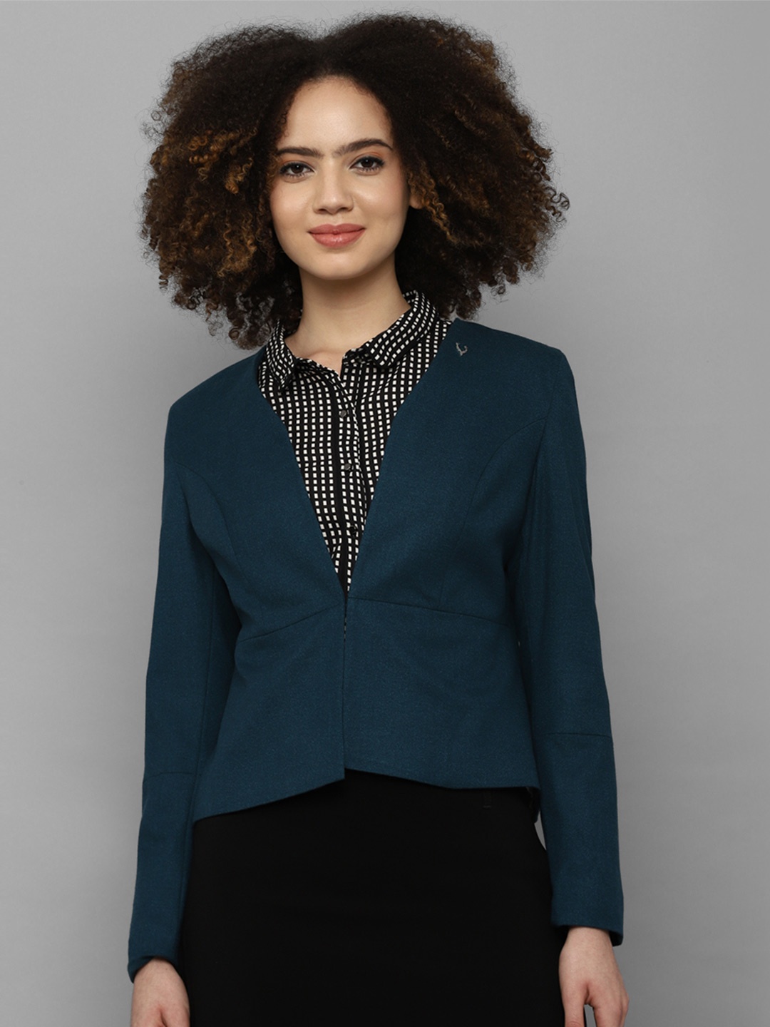 

Allen Solly Woman Navy Blue Solid Single-Breasted Formal Blazer