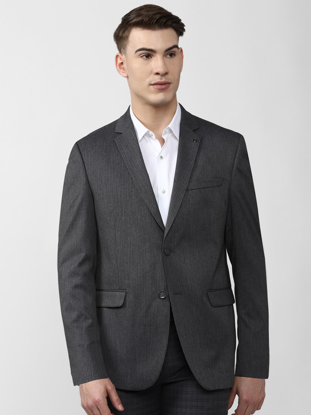 

Van Heusen Men Grey Solid Slim-Fit Single-Breasted Blazer