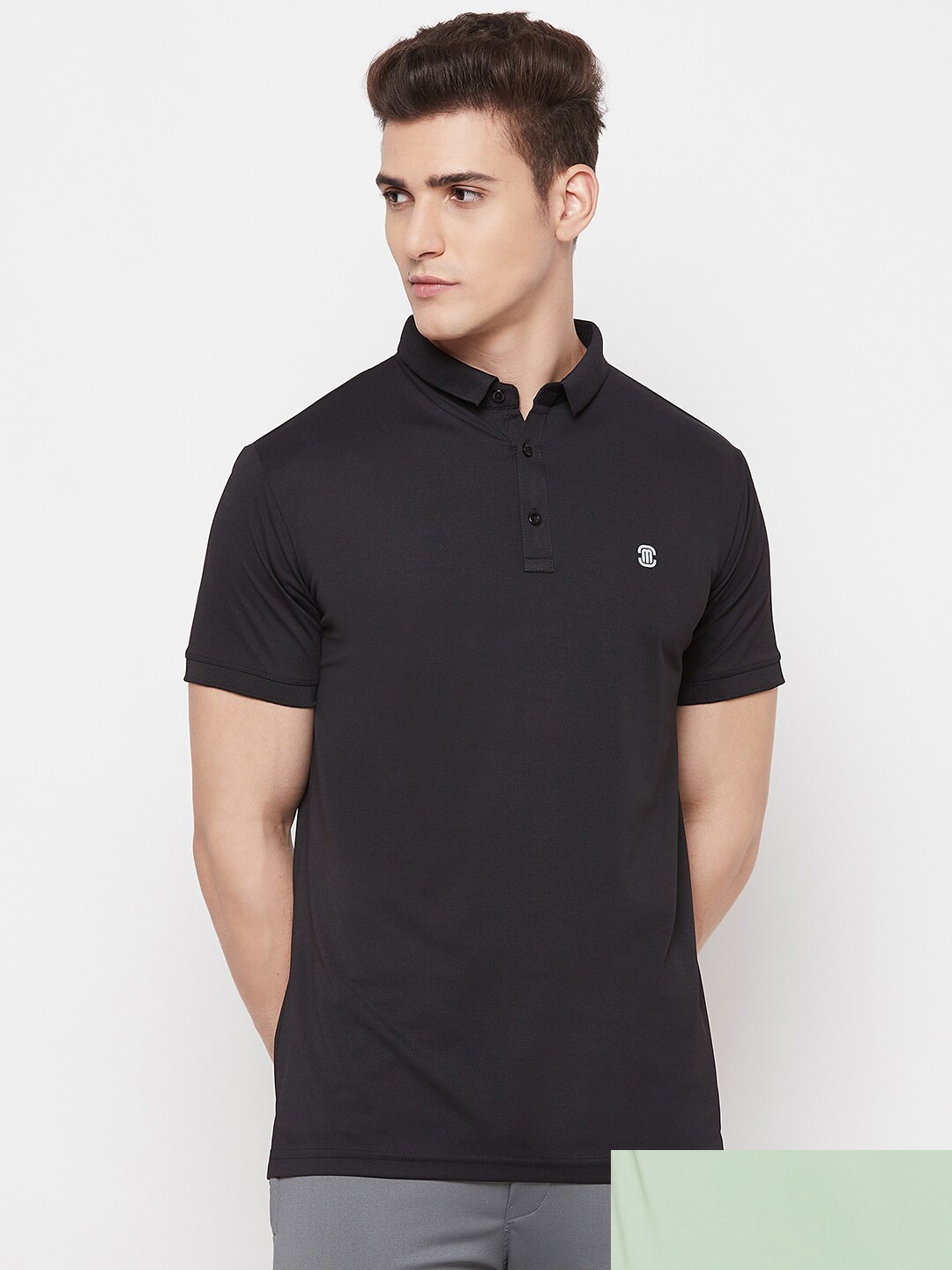 

MOZAFIA Men Green & Black Pack of 2 Polo Collar T-shirt