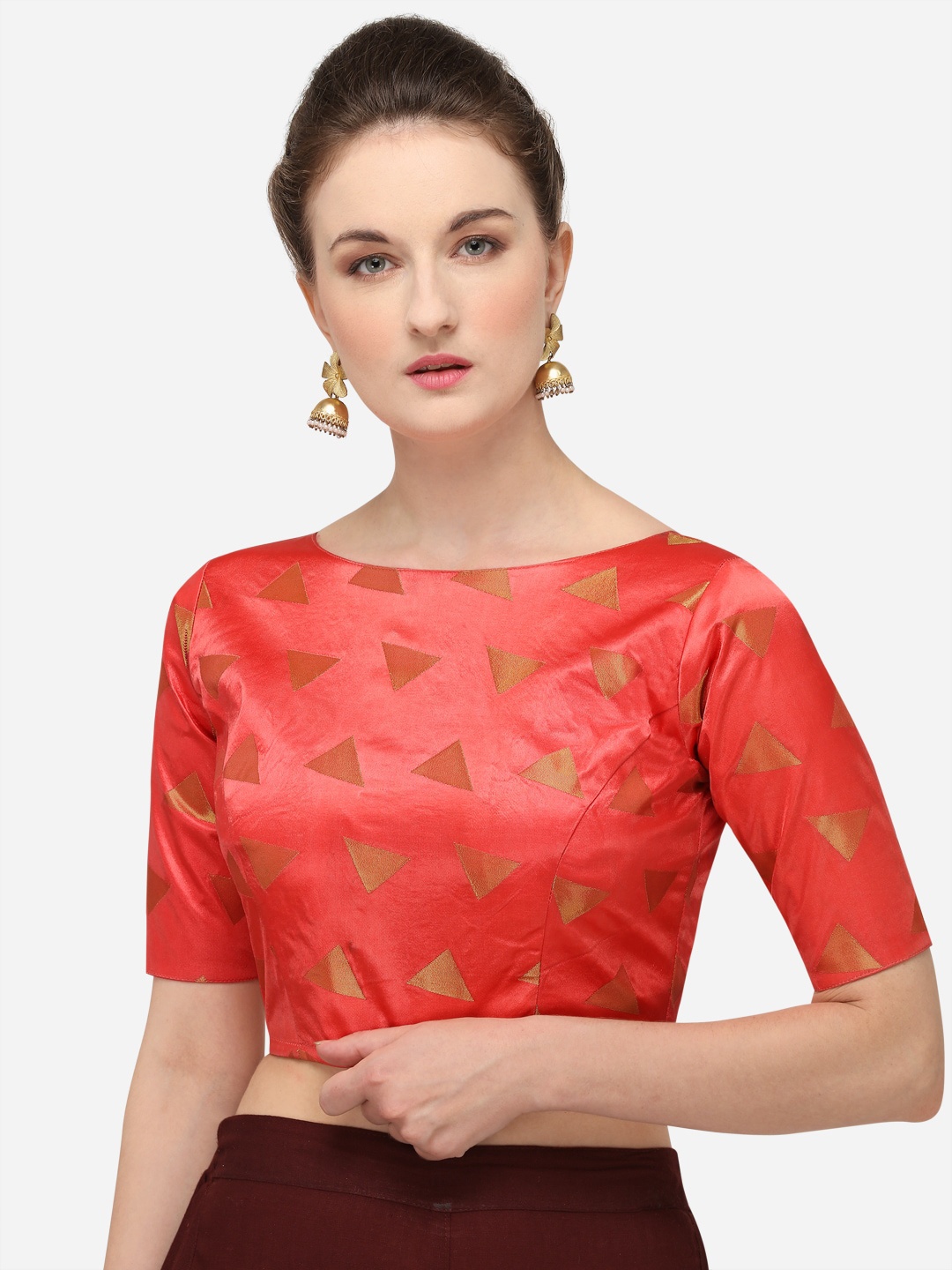 

Amrutam Fab Women Peach Printed Saree Blouse