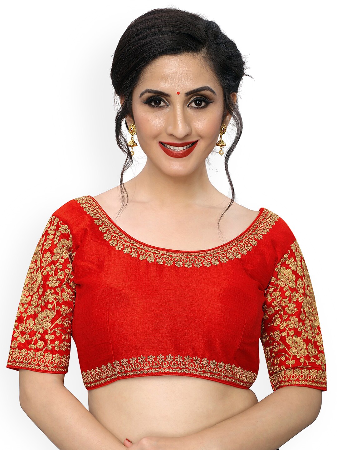 

Amrutam Fab Women Red Embroidered Saree Blouse