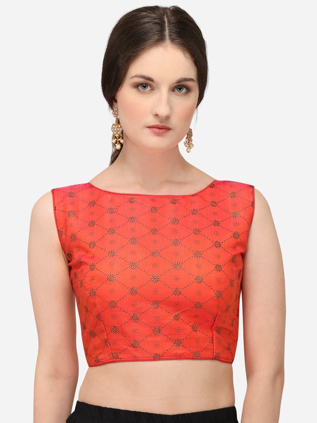 

Amrutam Fab Women Peach Printed Saree Blouse