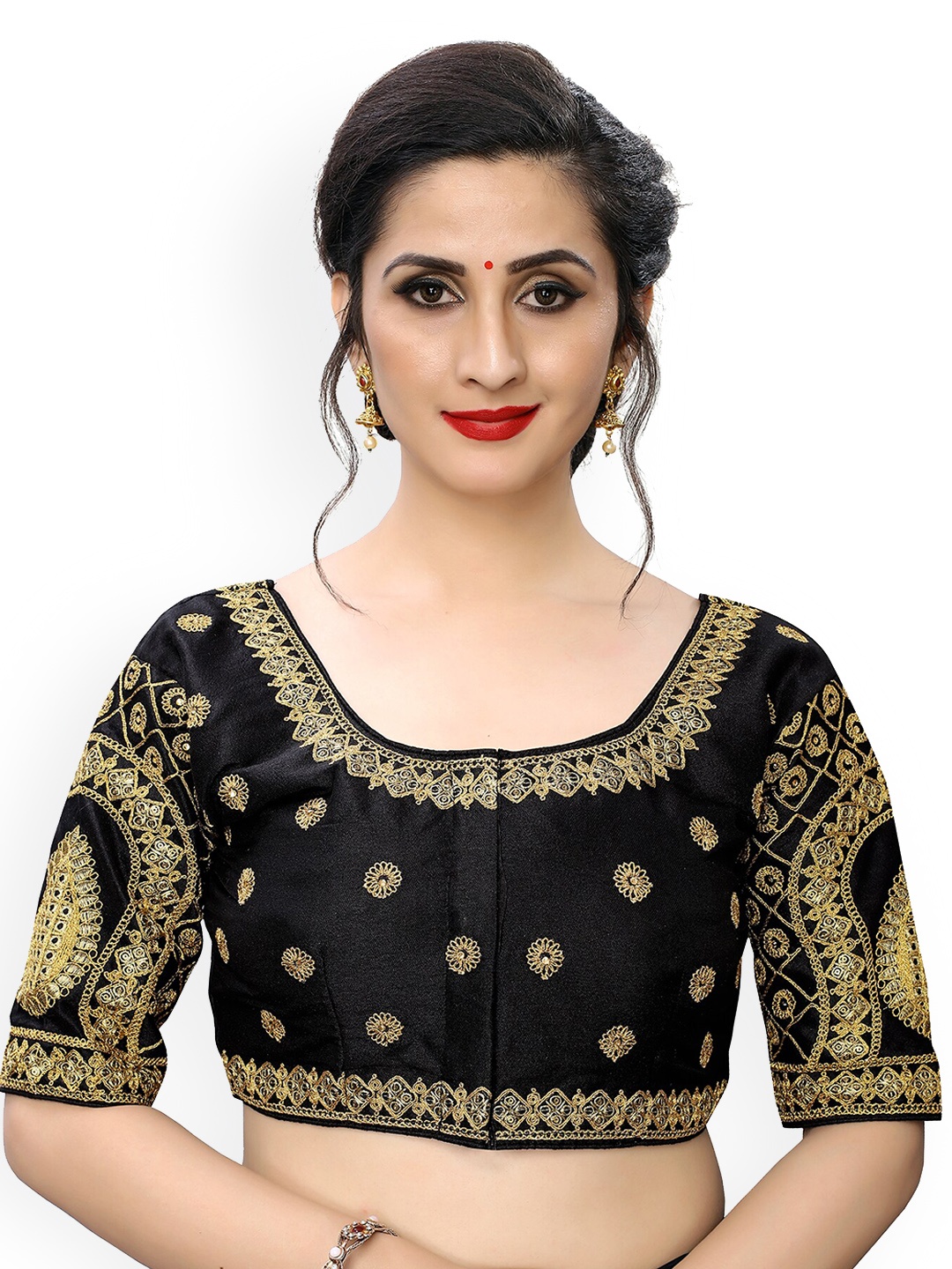 

Amrutam Fab Women Black Embroidered Saree Blouse