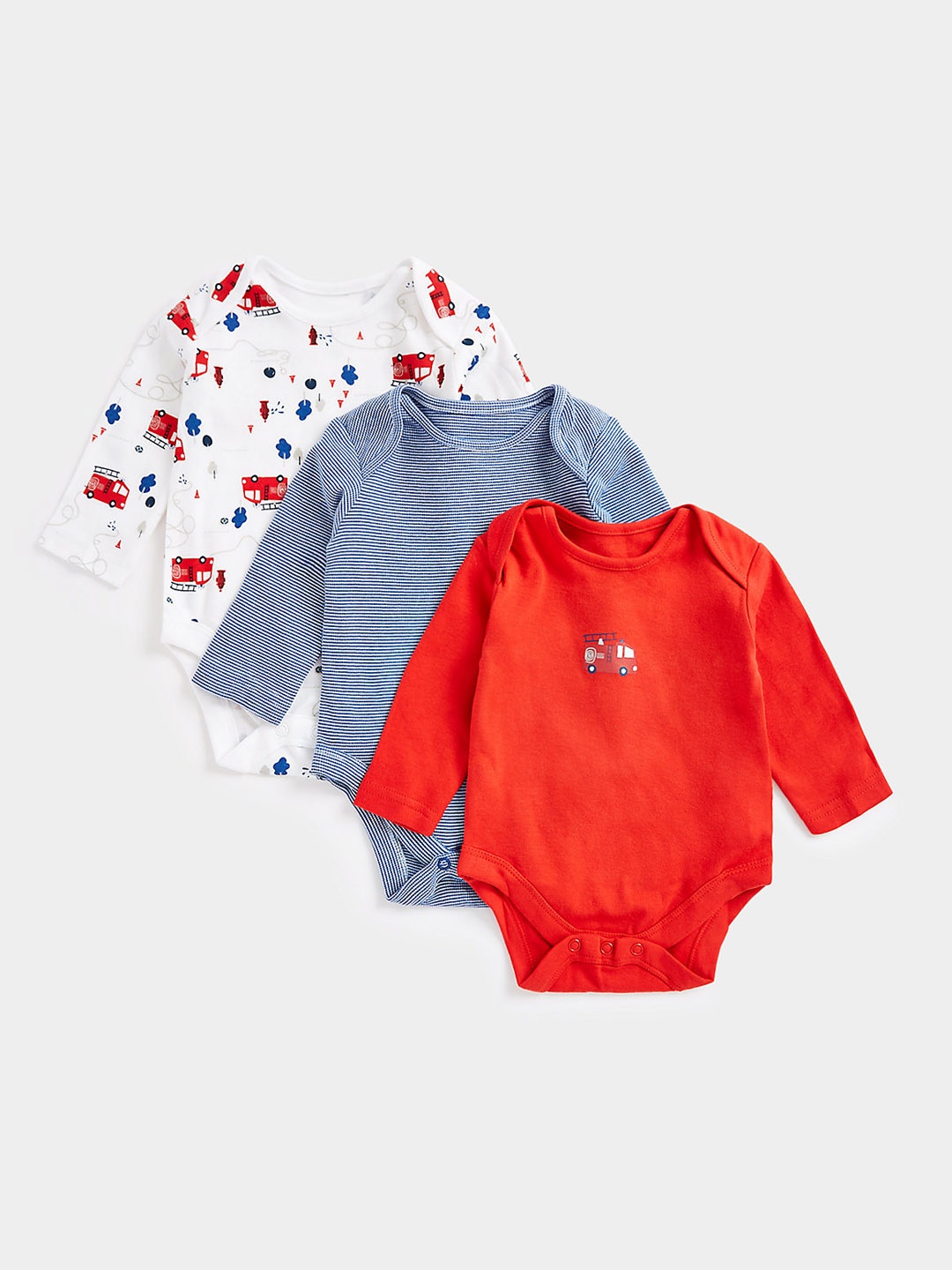 

mothercare Kids Pack of 3 Pure Cotton Printed Bodysuits, Red