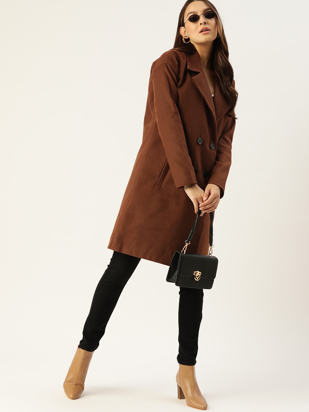 

Dressberry Women Longline Overcoat, Brown