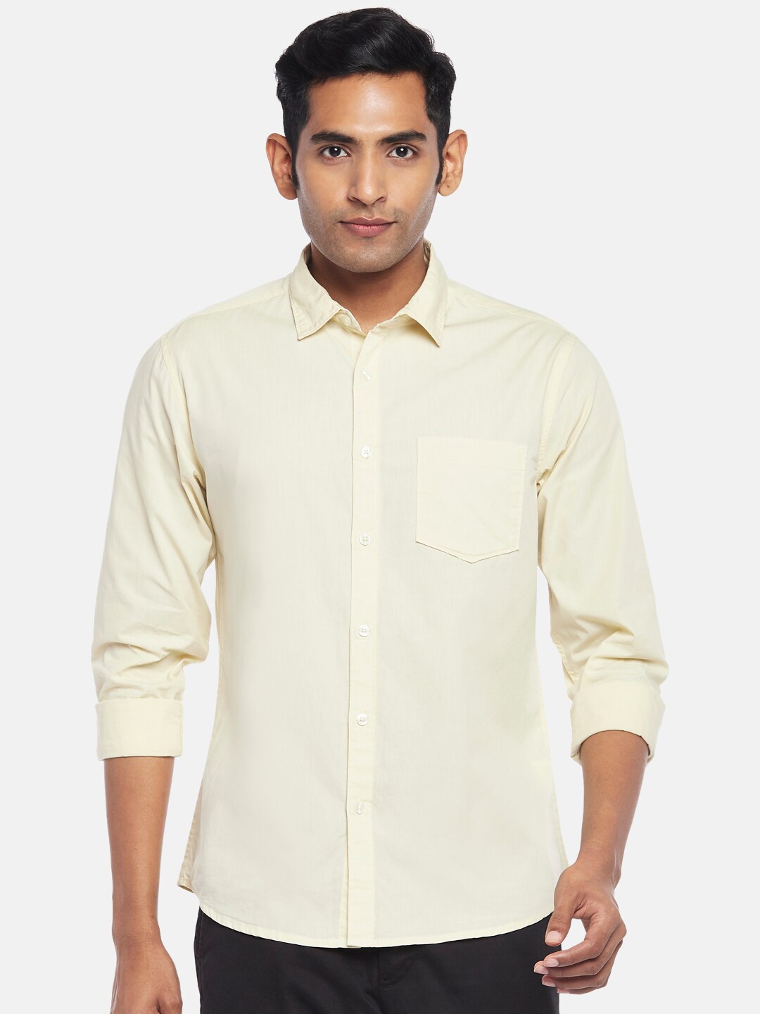 

BYFORD by Pantaloons Men Beige Slim Fit Casual Shirt