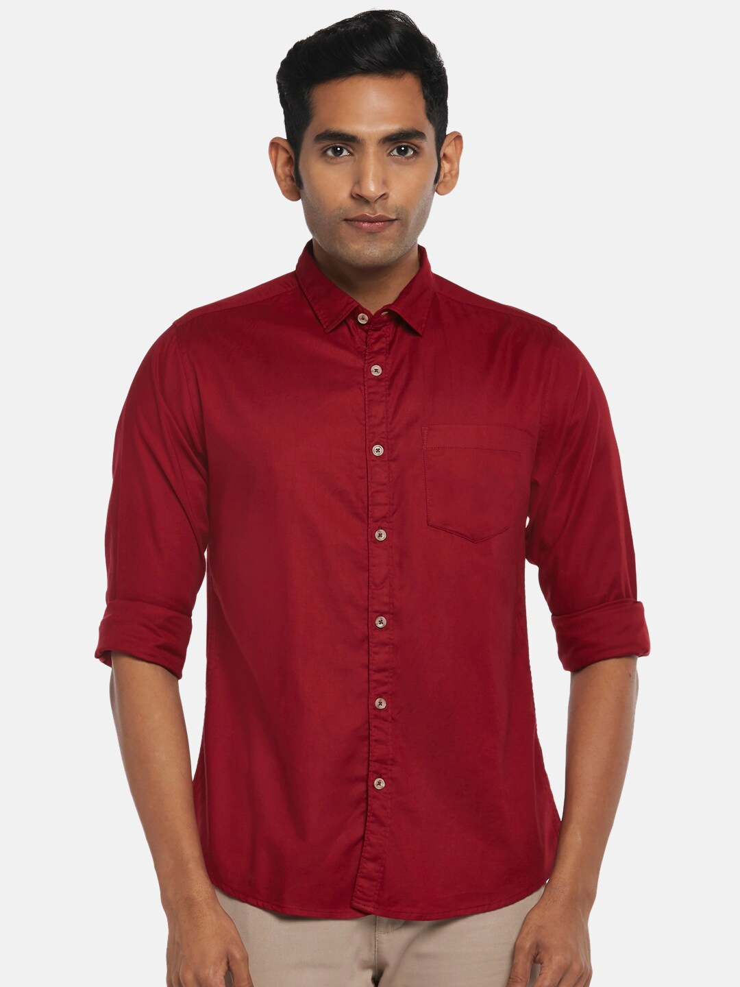 

BYFORD by Pantaloons Men Red Slim Fit Casual Shirt