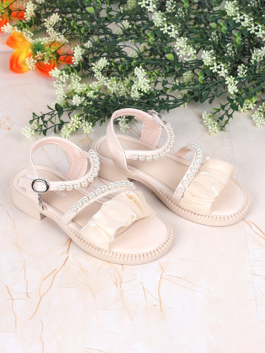 

FEETWELL SHOES Girls Beige Comfort Sandals