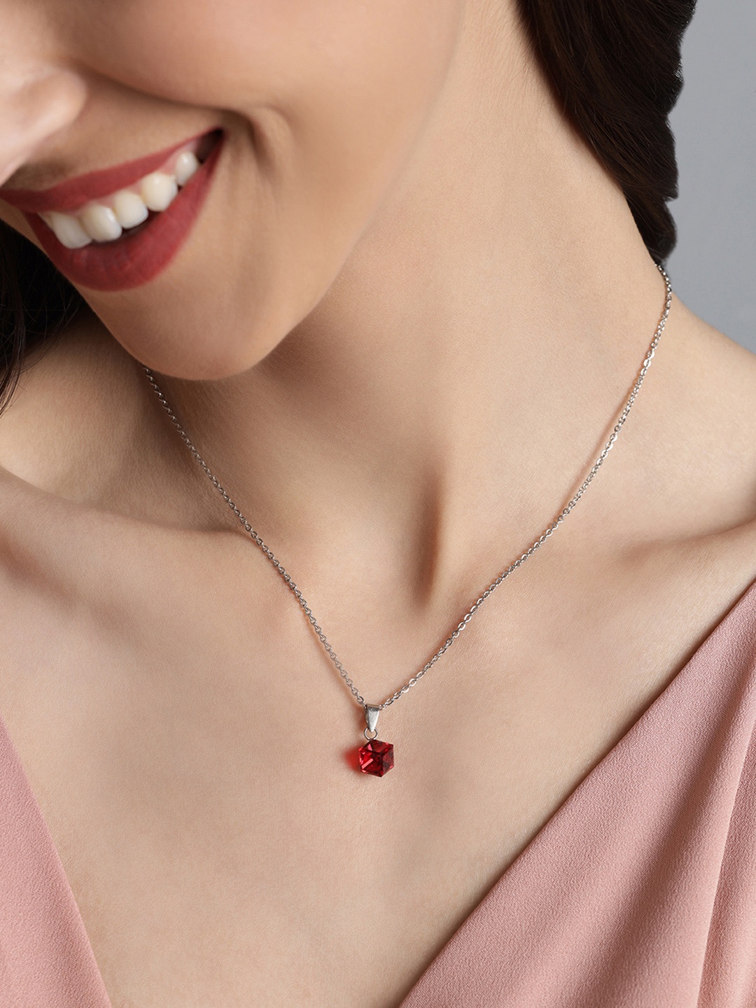 

Zavya Red 925 Sterling Silver Rhodium-Plated Necklace