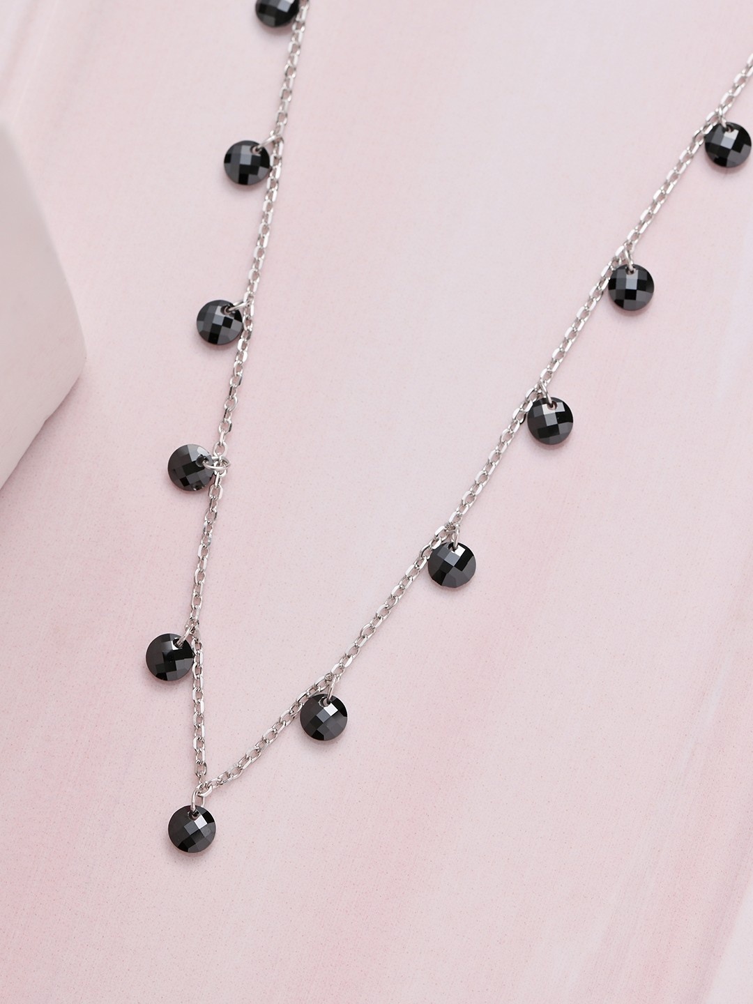 

Zavya Black & White 925 Sterling Silver Rhodium-Plated Necklace