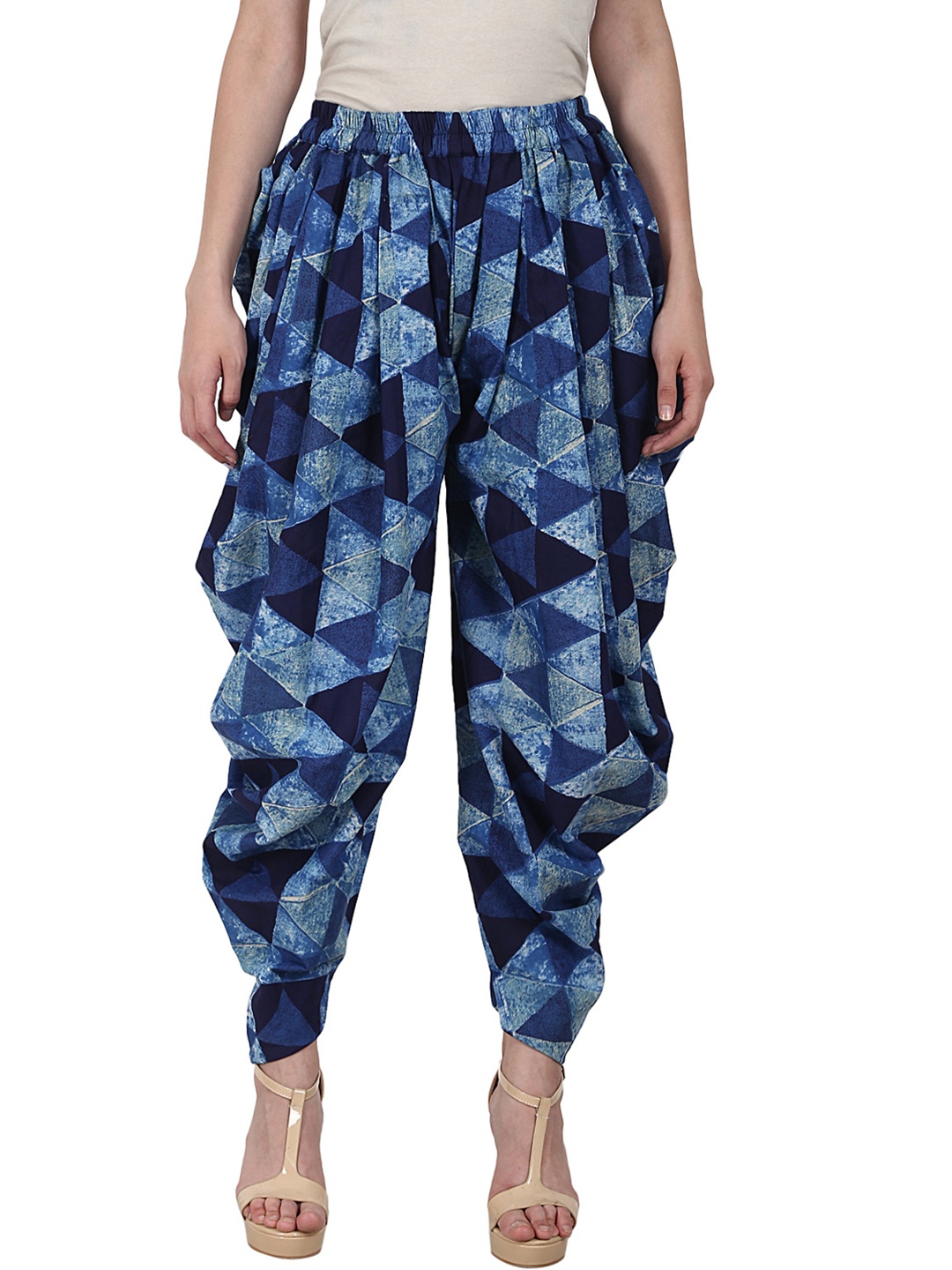 

Nayo Blue Printed Dhoti Pants