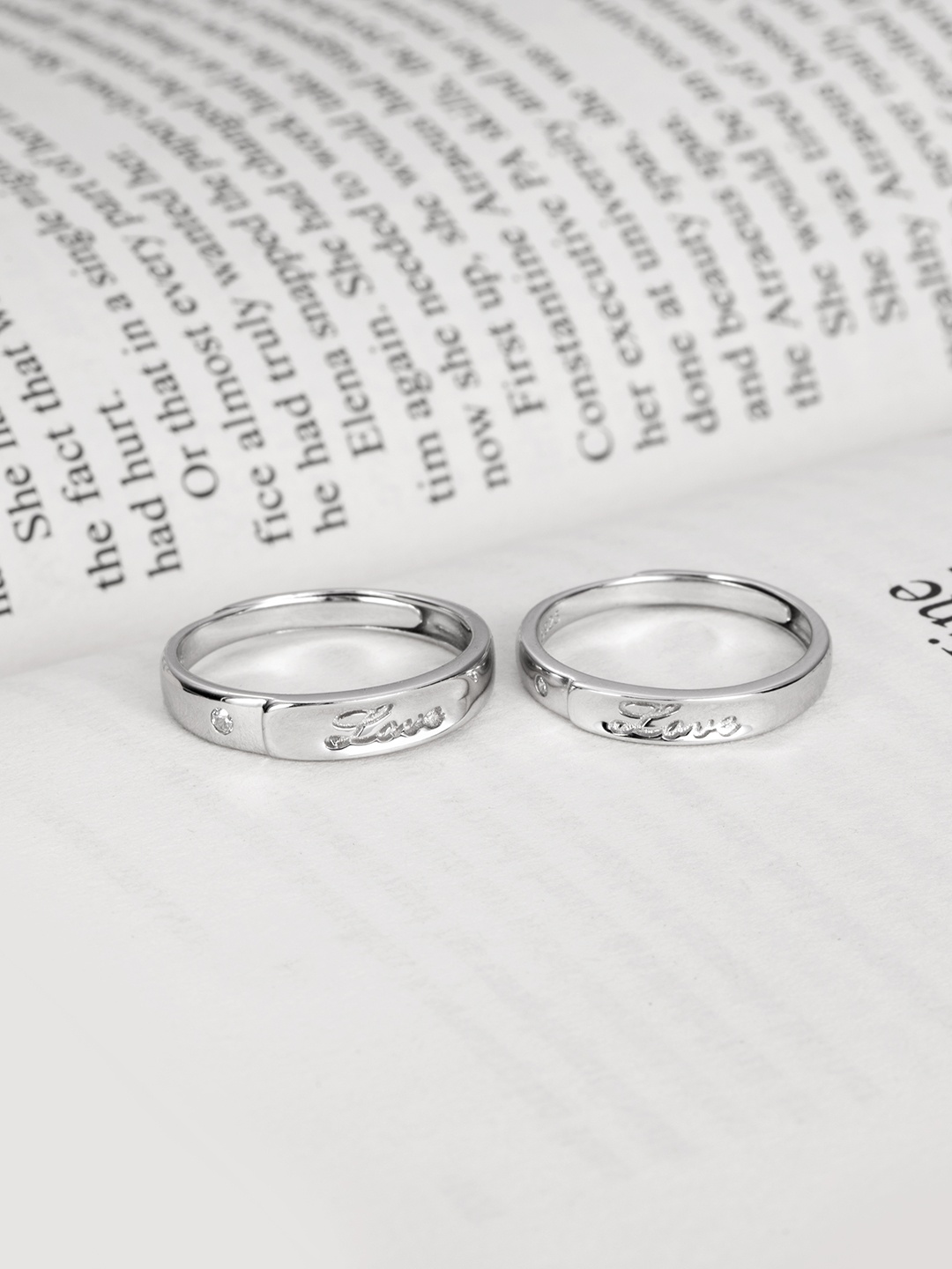 

Zavya Set of 2 925 Sterling Silver Rhodium-Plated Couple Rings