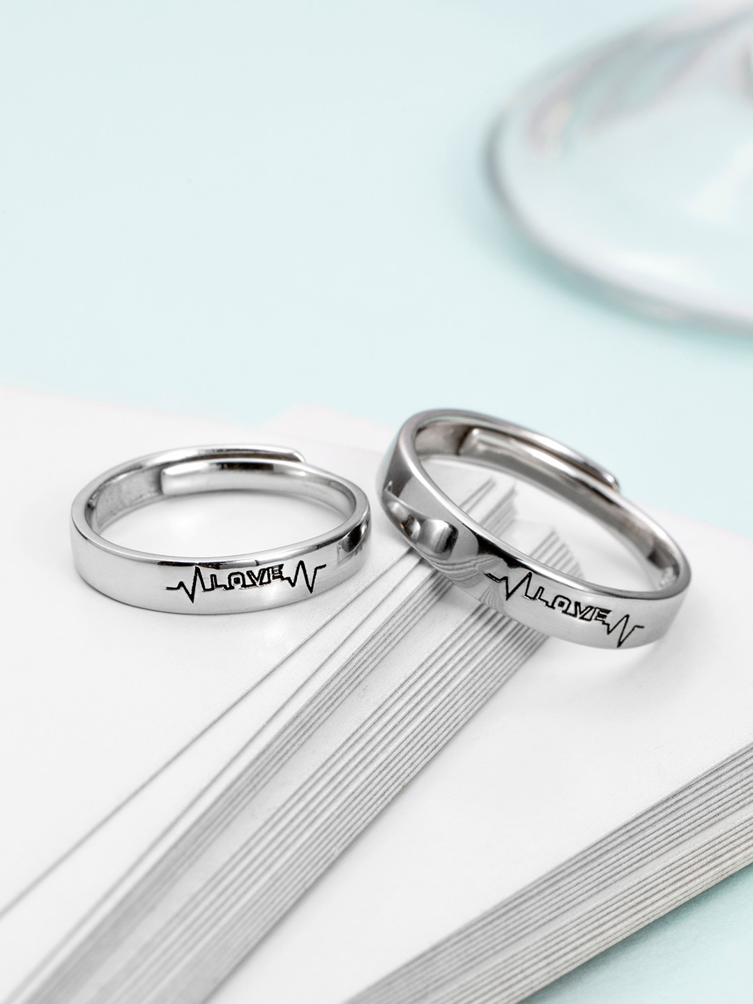 

Zavya Set of 2 925 Sterling Silver Rhodium-Plated Couple Rings