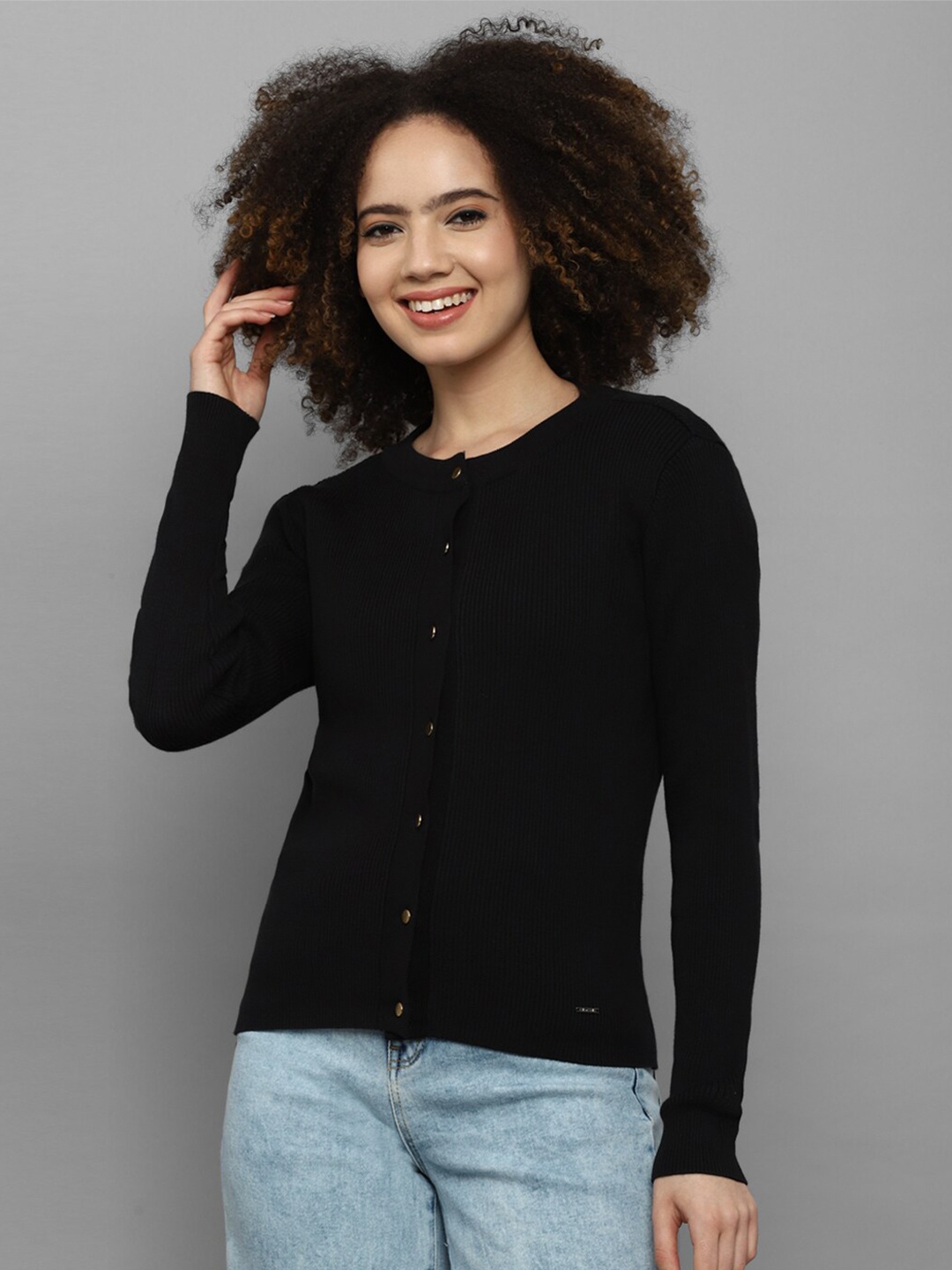 

Allen Solly Woman Women Black Solid Cotton Cardigan