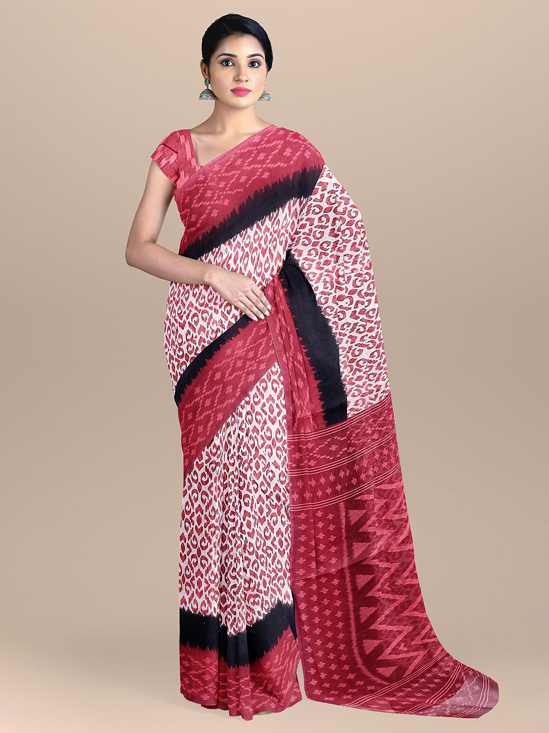 

The Chennai Silks Beige & Pink Pure Cotton Saree