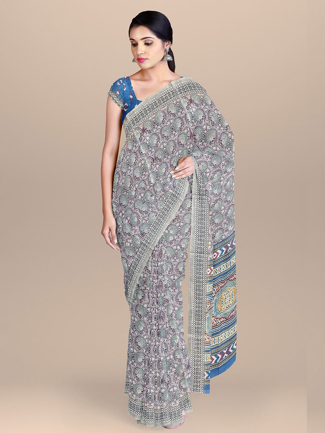 

The Chennai Silks Women Blue & Purple Bhagalpuri Saree