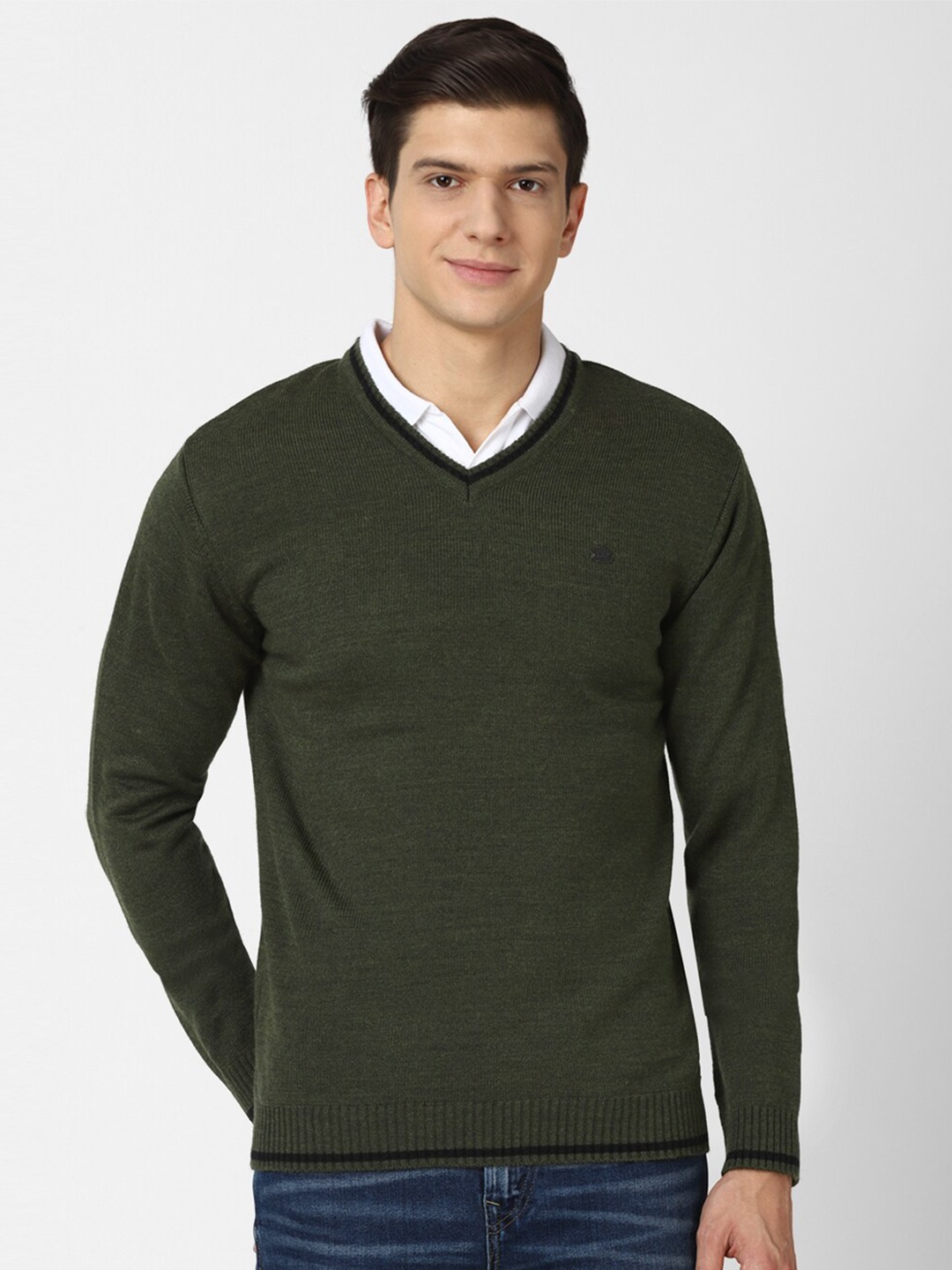 

Peter England Casuals Men Olive Green Pullover