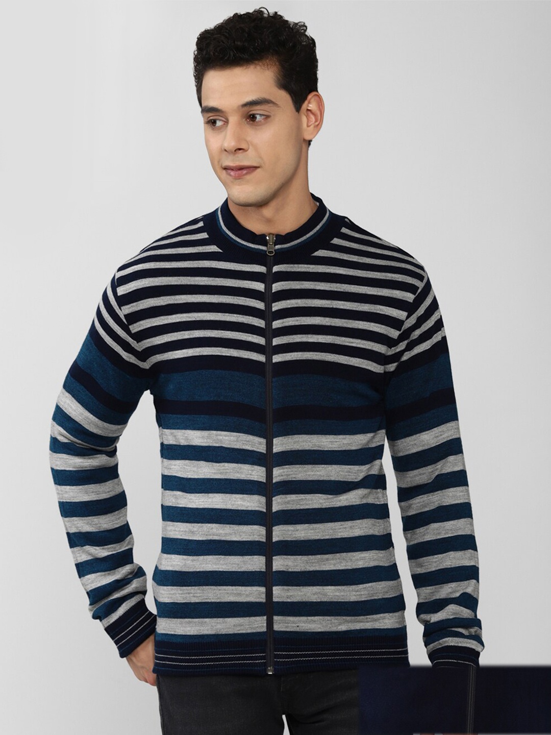

Peter England Casuals Men Navy Blue & Grey Long Sleeves Reversible Sweater