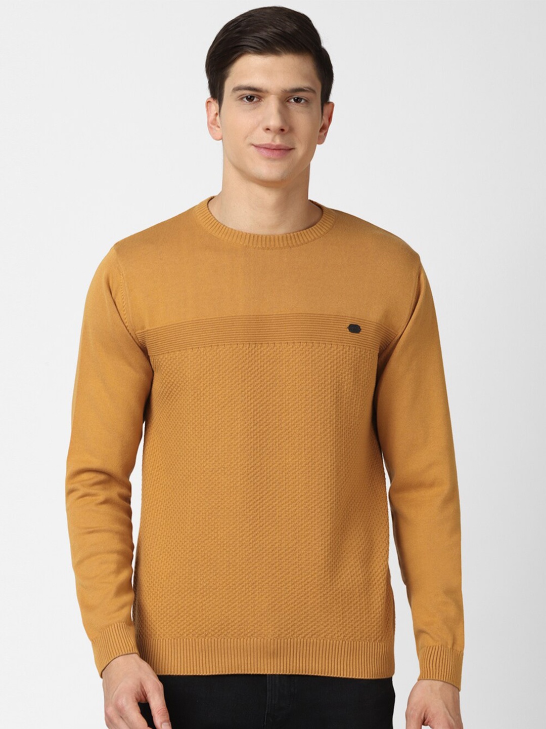 

Peter England Casuals Men Yellow Self Design Sweater