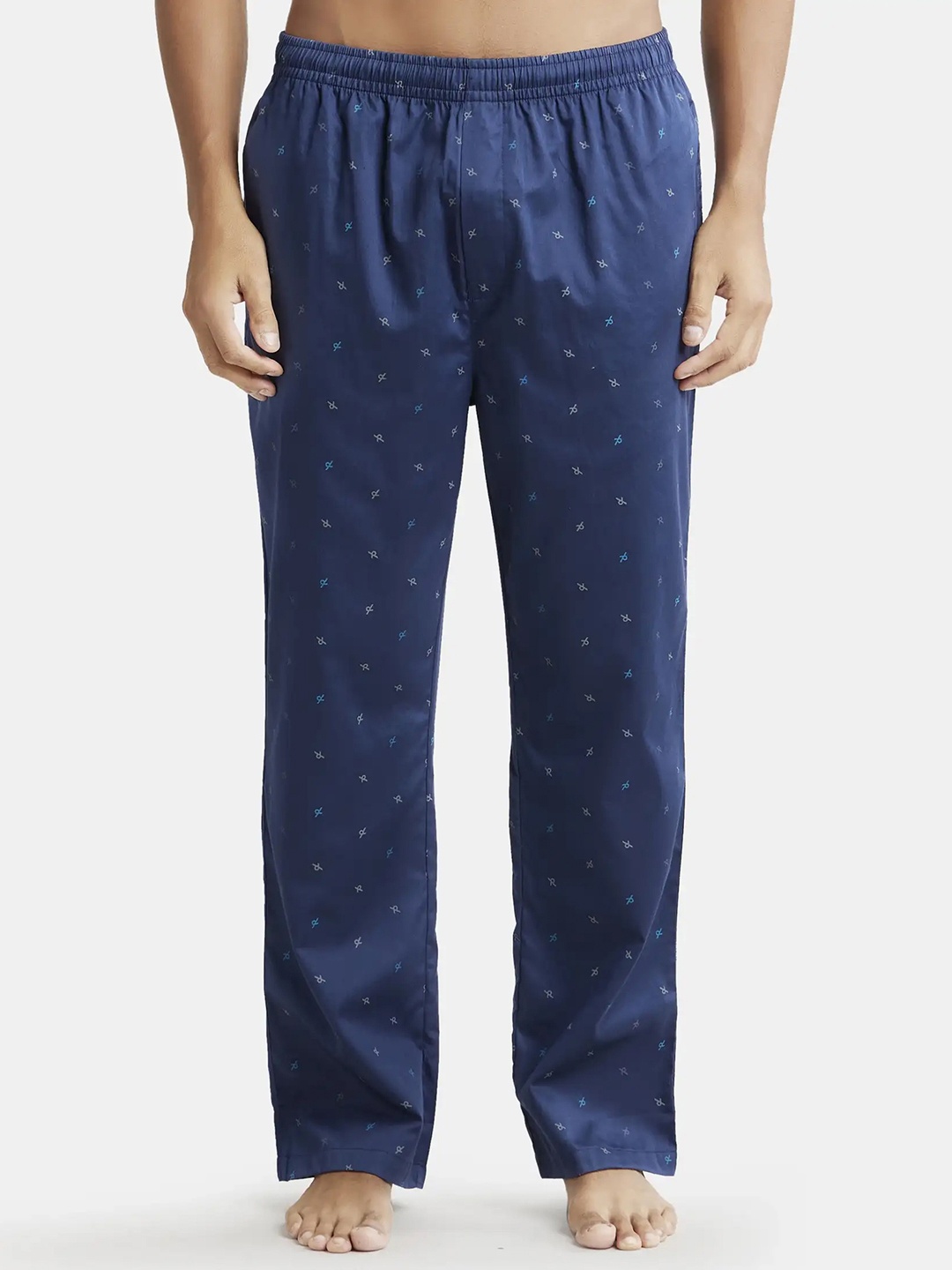 

Jockey Men Assorted Pure Super Combed Cotton Printed Lounge Pants, Navy blue