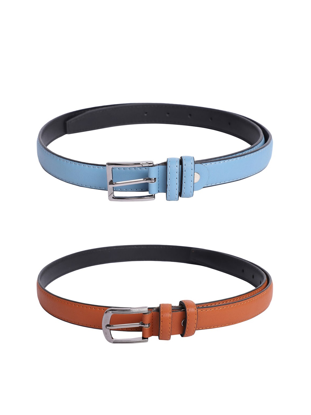 

The Mini NEEDLE Women Pack of 2 Blue &Tan PU Belts