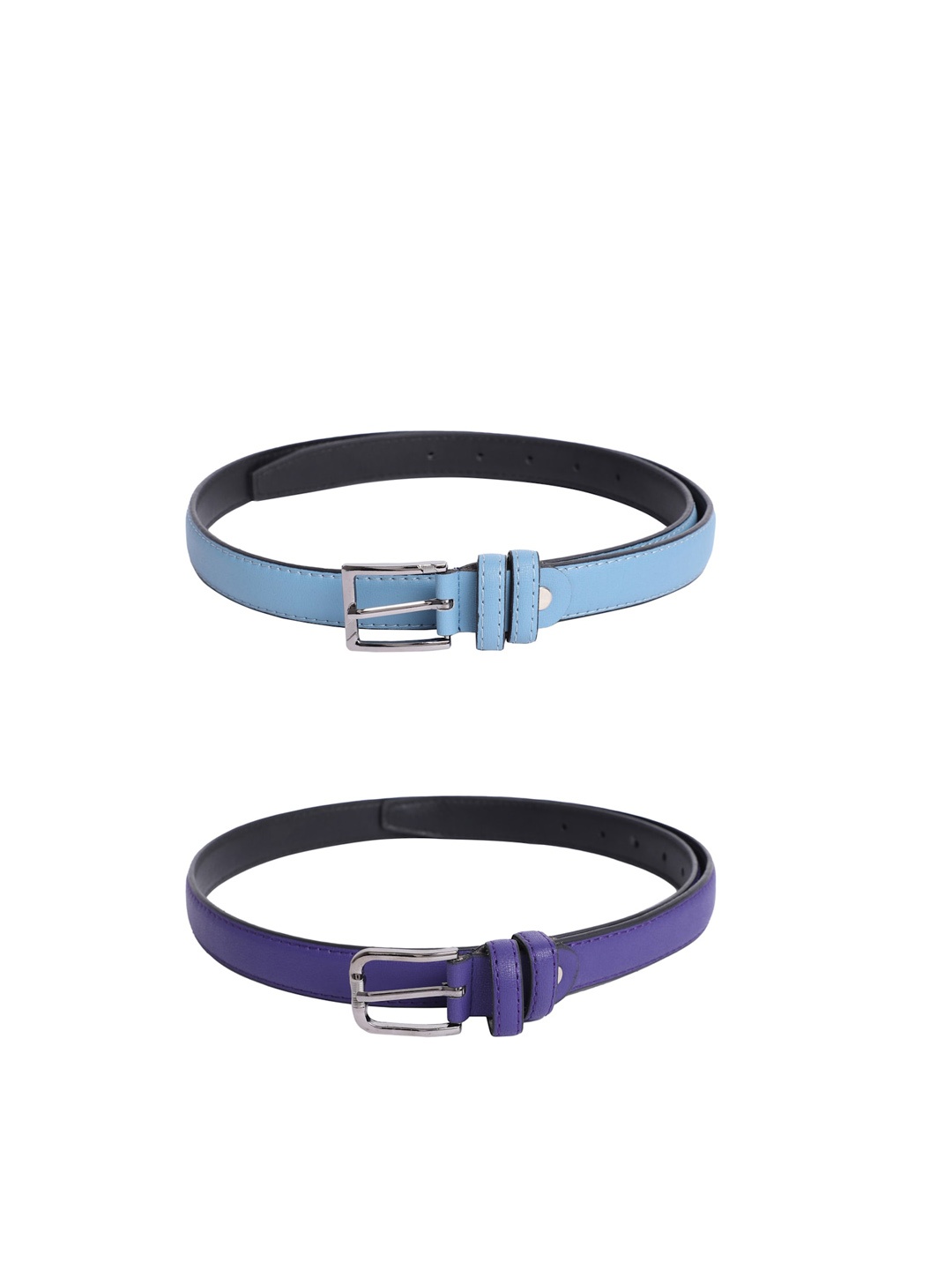 

The Mini NEEDLE Women Set of 2 Turquoise Blue & Purple PU Belt