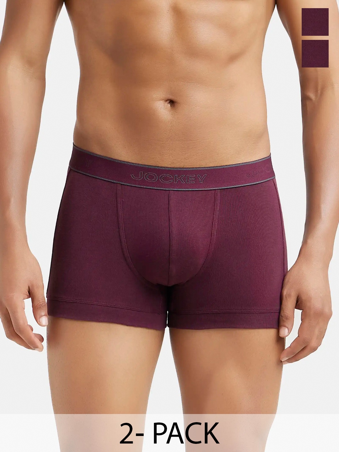 

Pack Of 2 Super Combed Cotton Rib Solid Trunk with StayFresh Treatment-1015, Maroon