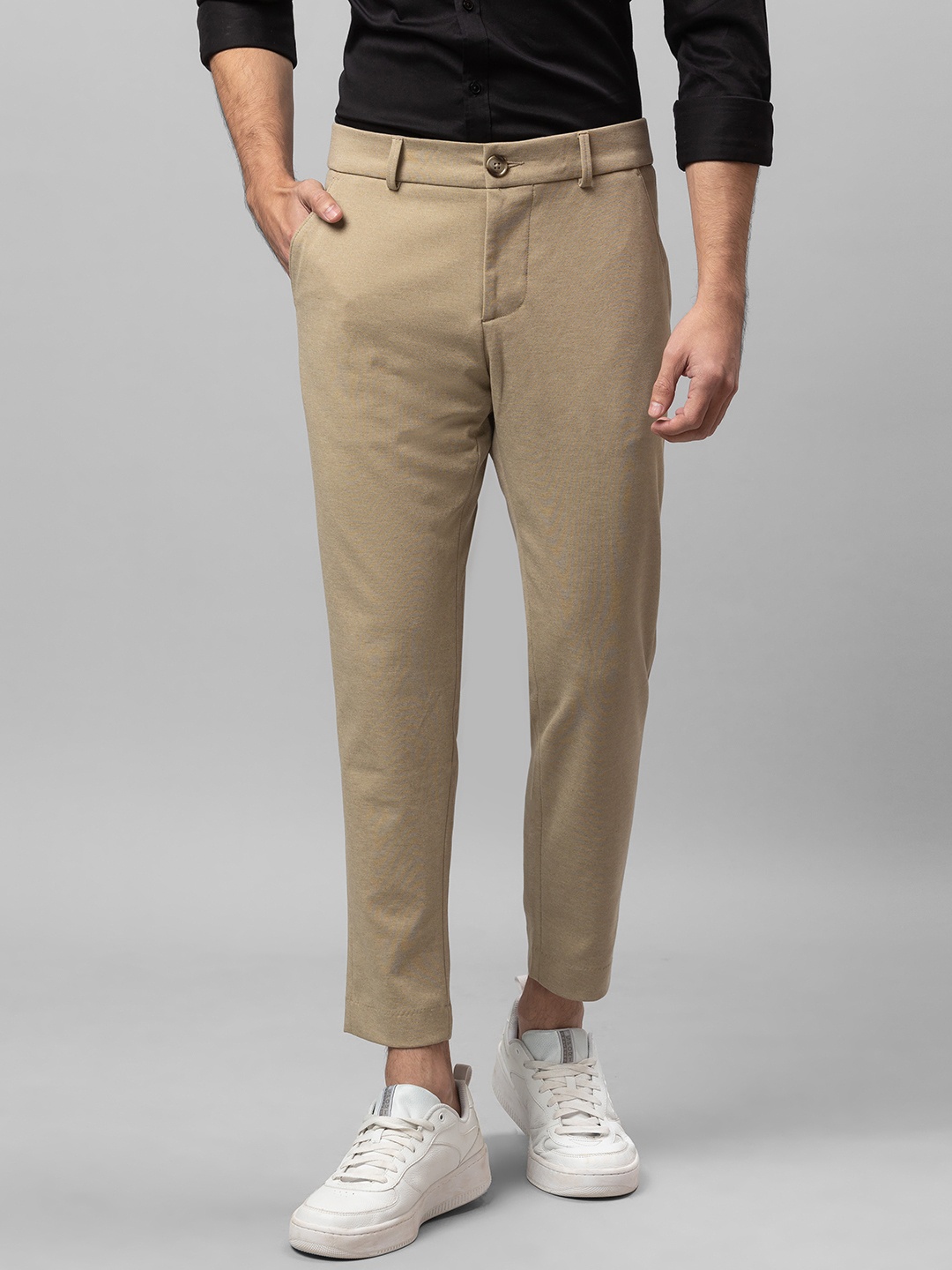 

Being Human Men Beige Cropped Jeans
