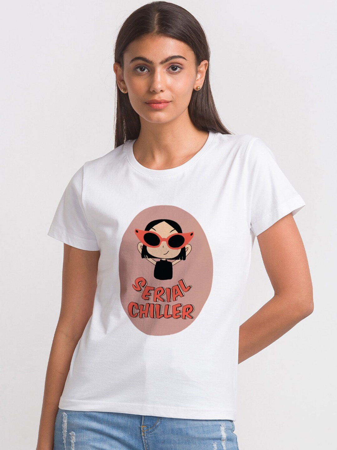 

FashionRack Women White Printed Cotton Lounge Tshirts